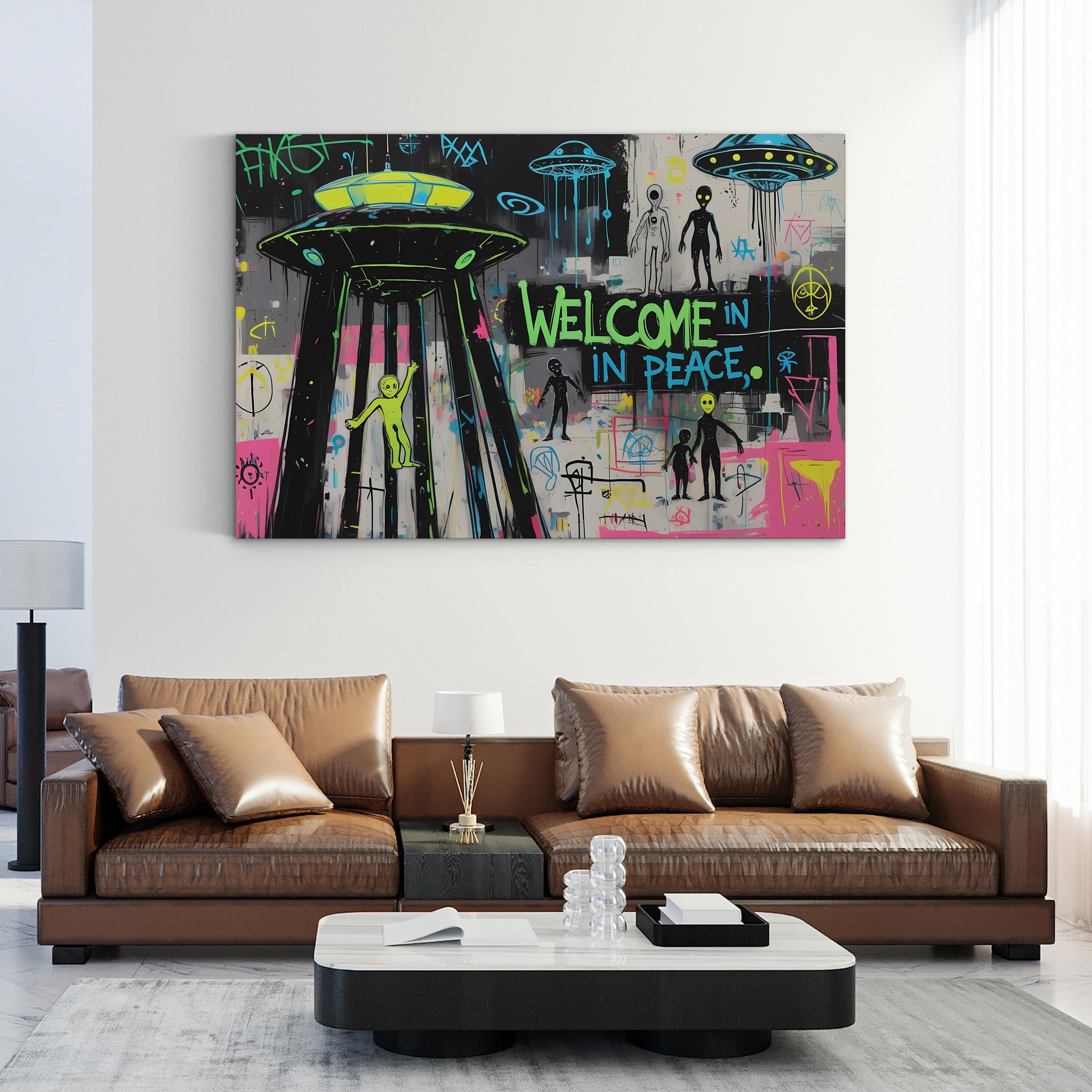 UFO Graffiti Canvas – Pop-Art Urban Sci-Fi Wall Art