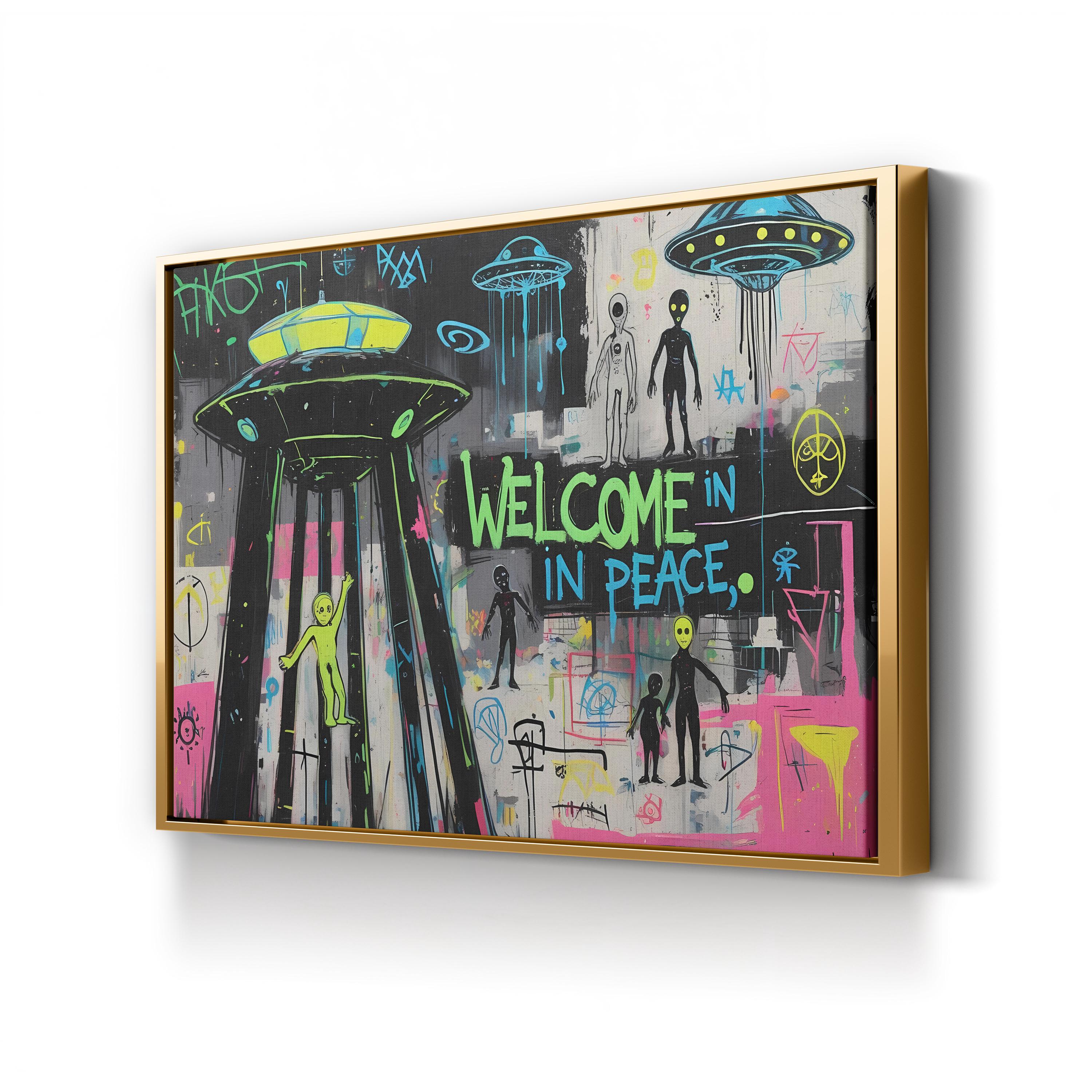 UFO Graffiti Canvas – Pop-Art Urban Sci-Fi Wall Art