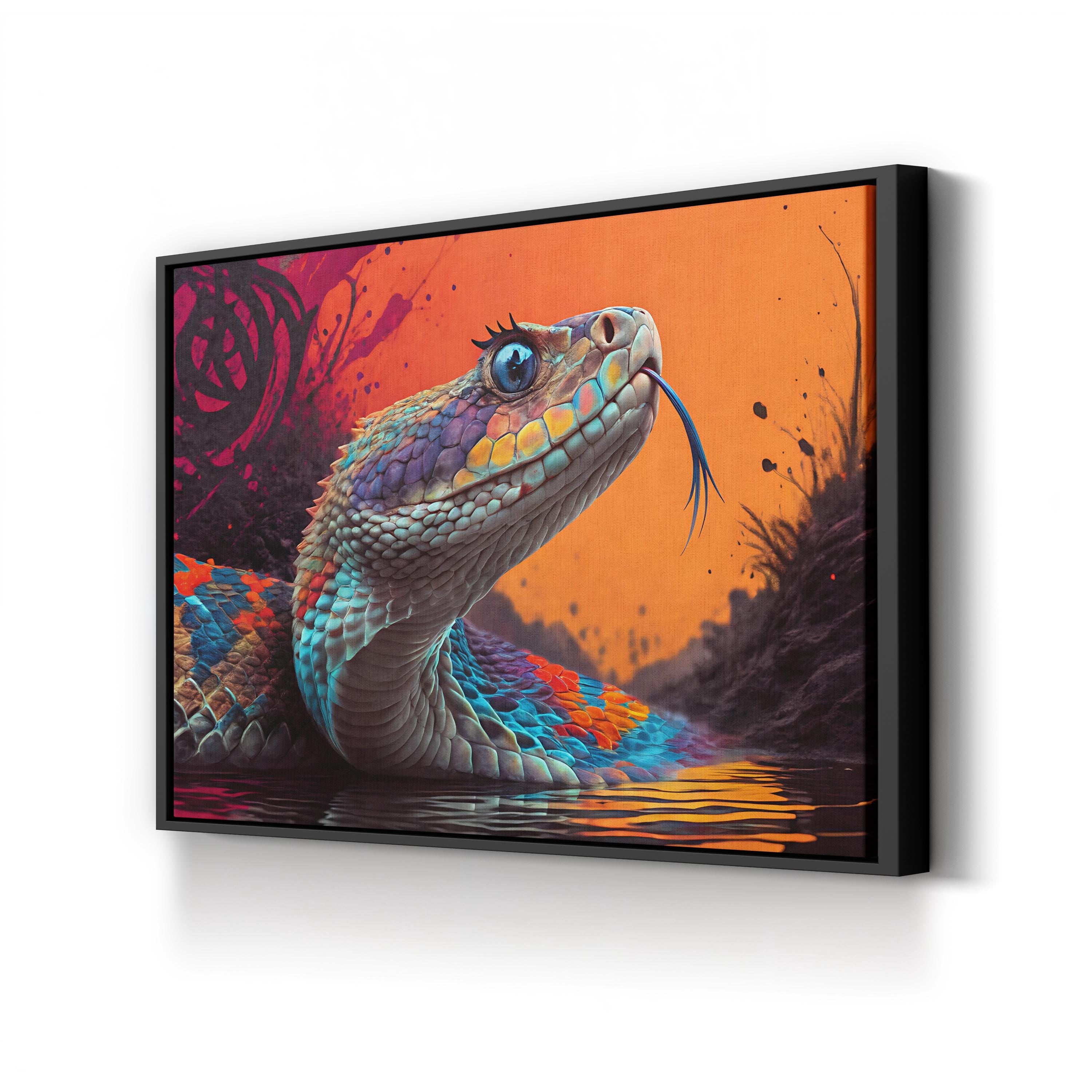 Diamondback Rattlesnake Canvas – Vibrant Pop Wildlife Wall Art