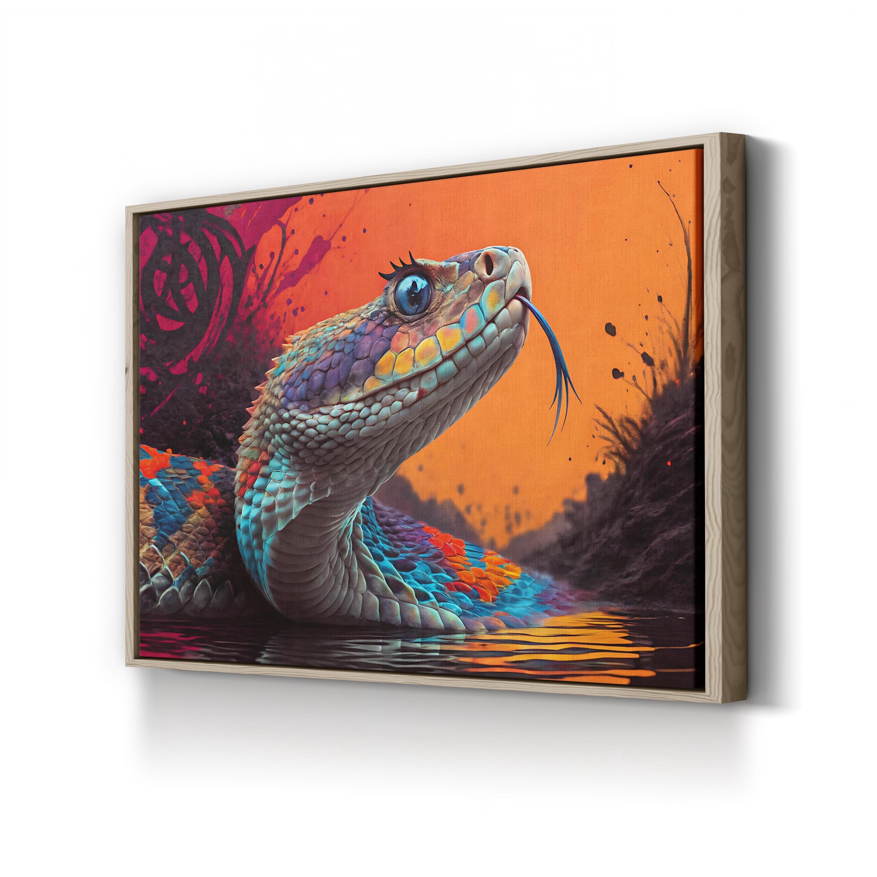 Diamondback Rattlesnake Canvas – Vibrant Pop Wildlife Wall Art