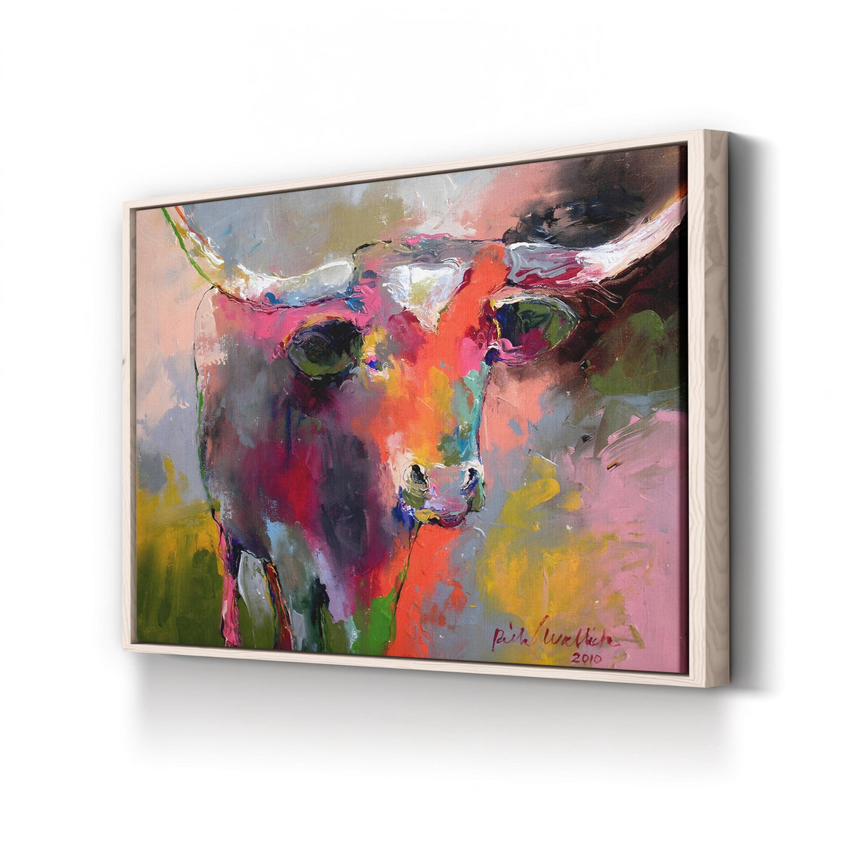 Texas Longhorn by Richard Wallich canvas print in Natural Frame Canvas