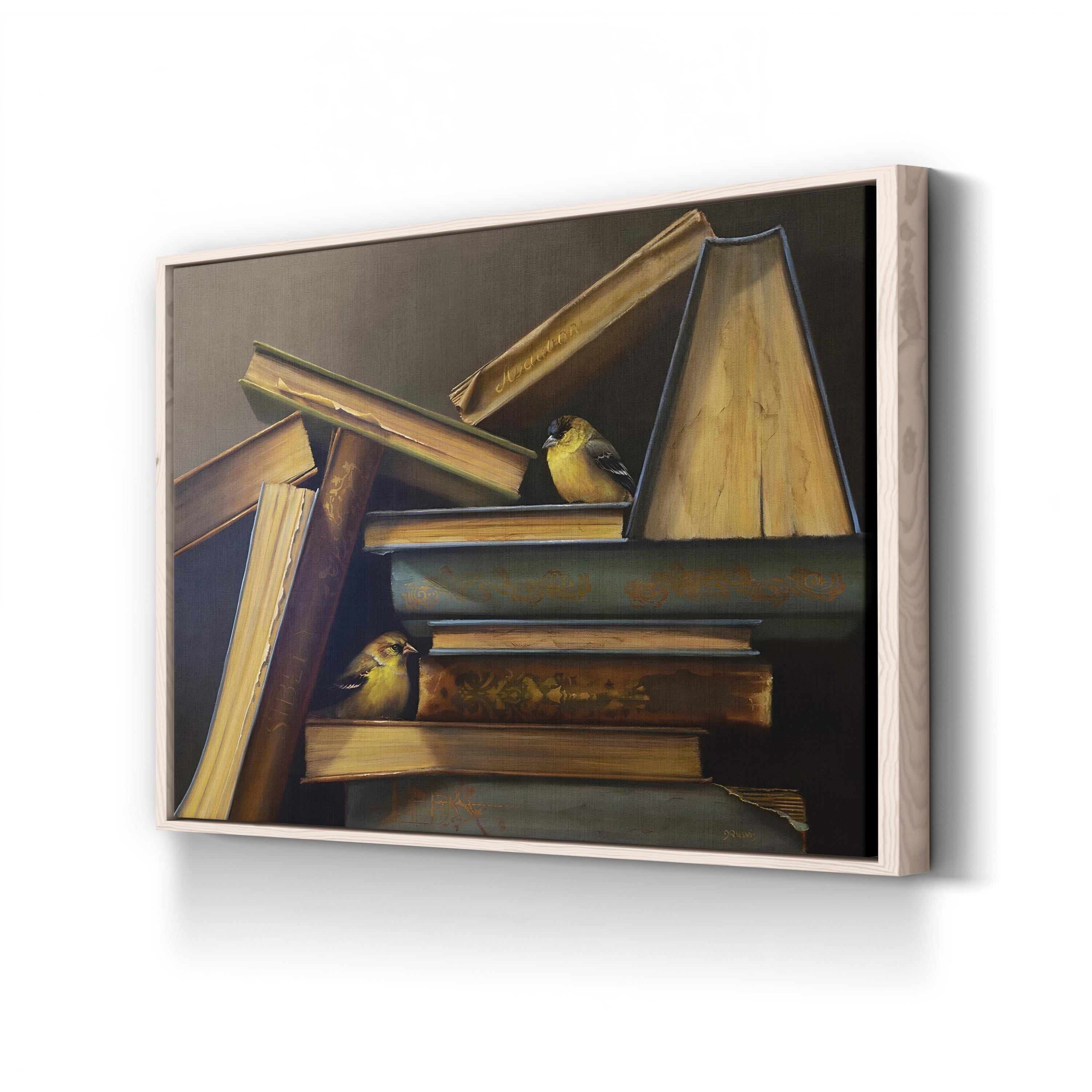 The Book Collectors canvas print in natural framed canvas