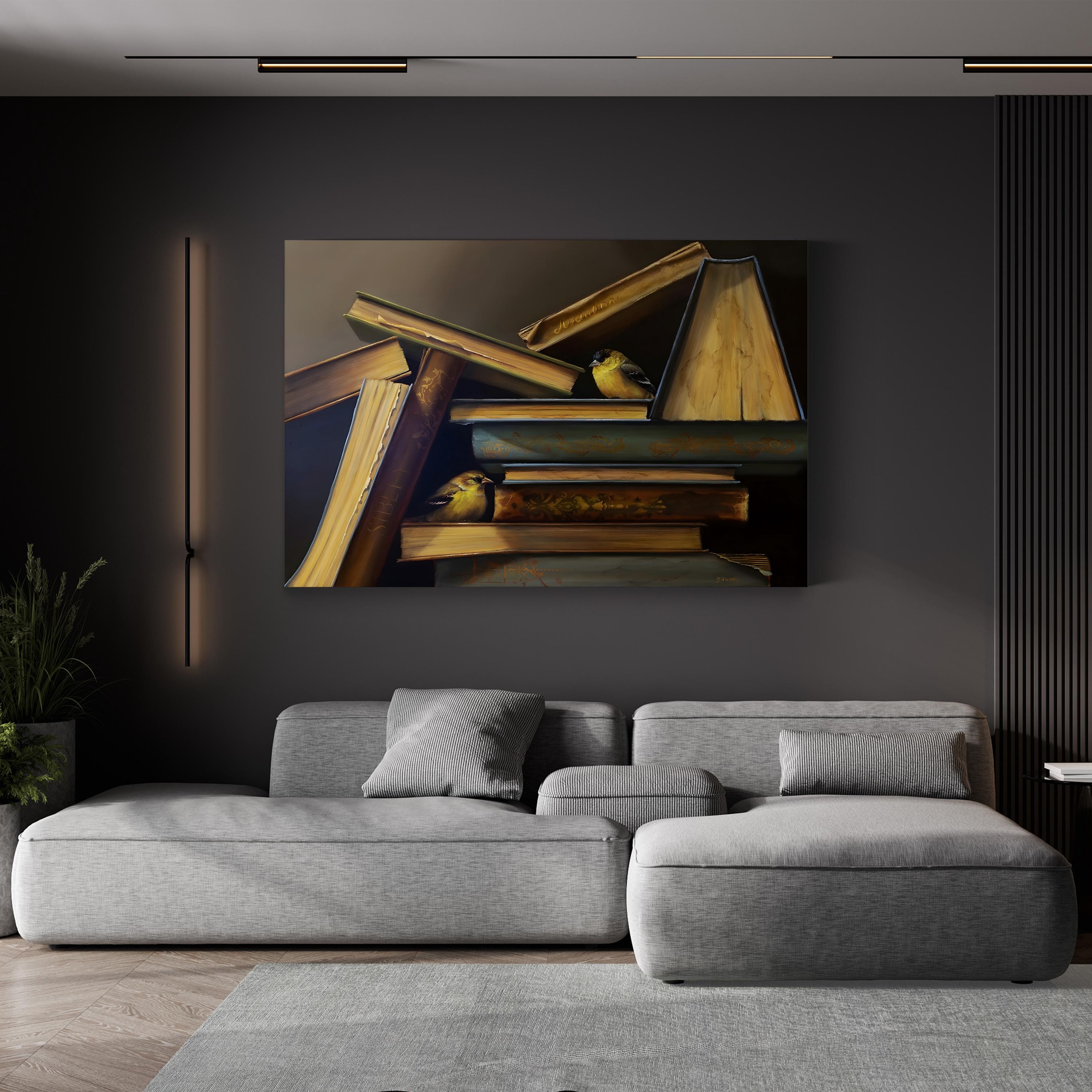 The Book Collectors canvas print in black framed canvas