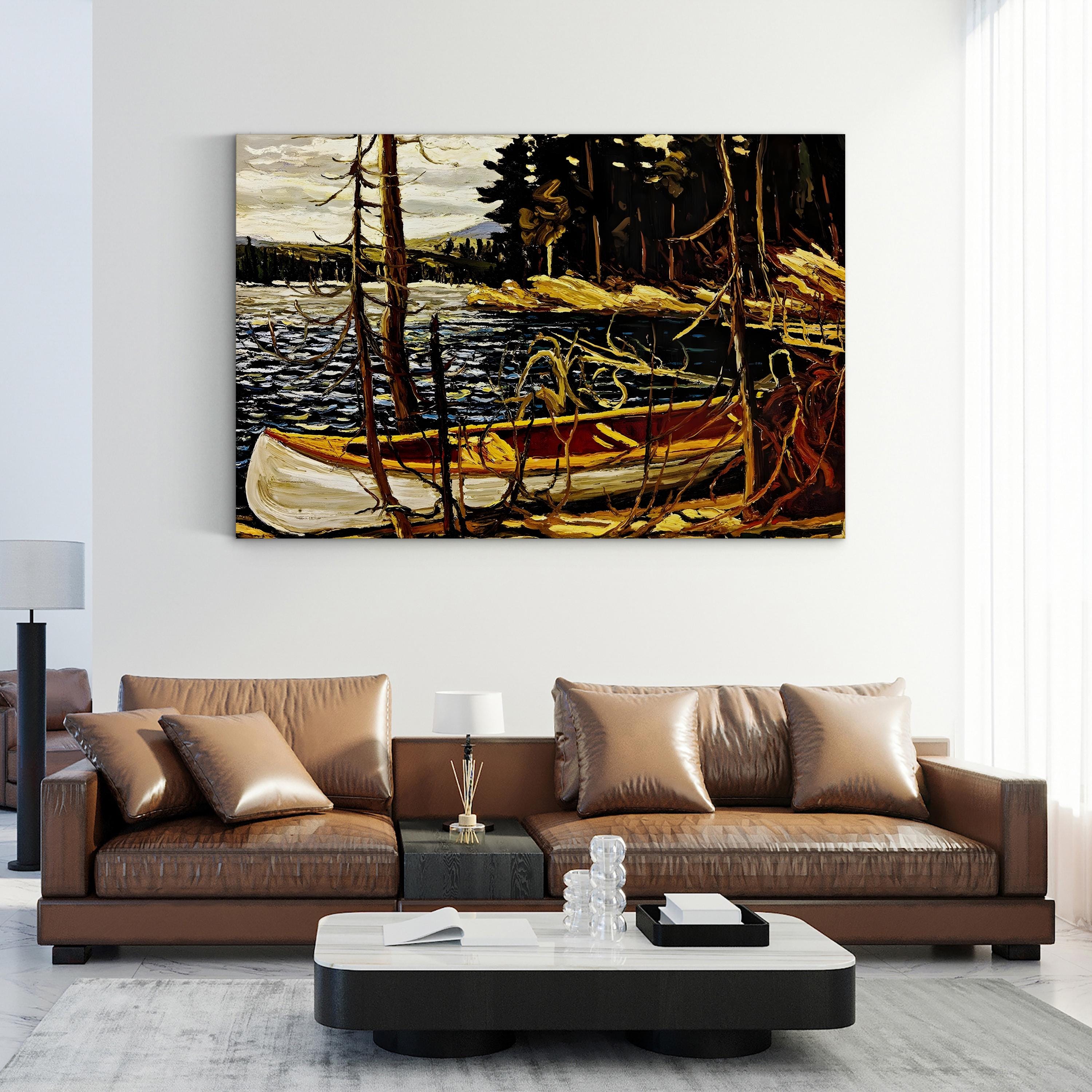 The Canoe Wall Art by Tom Thomson – Canadian Wilderness Lake Landscape Canvas