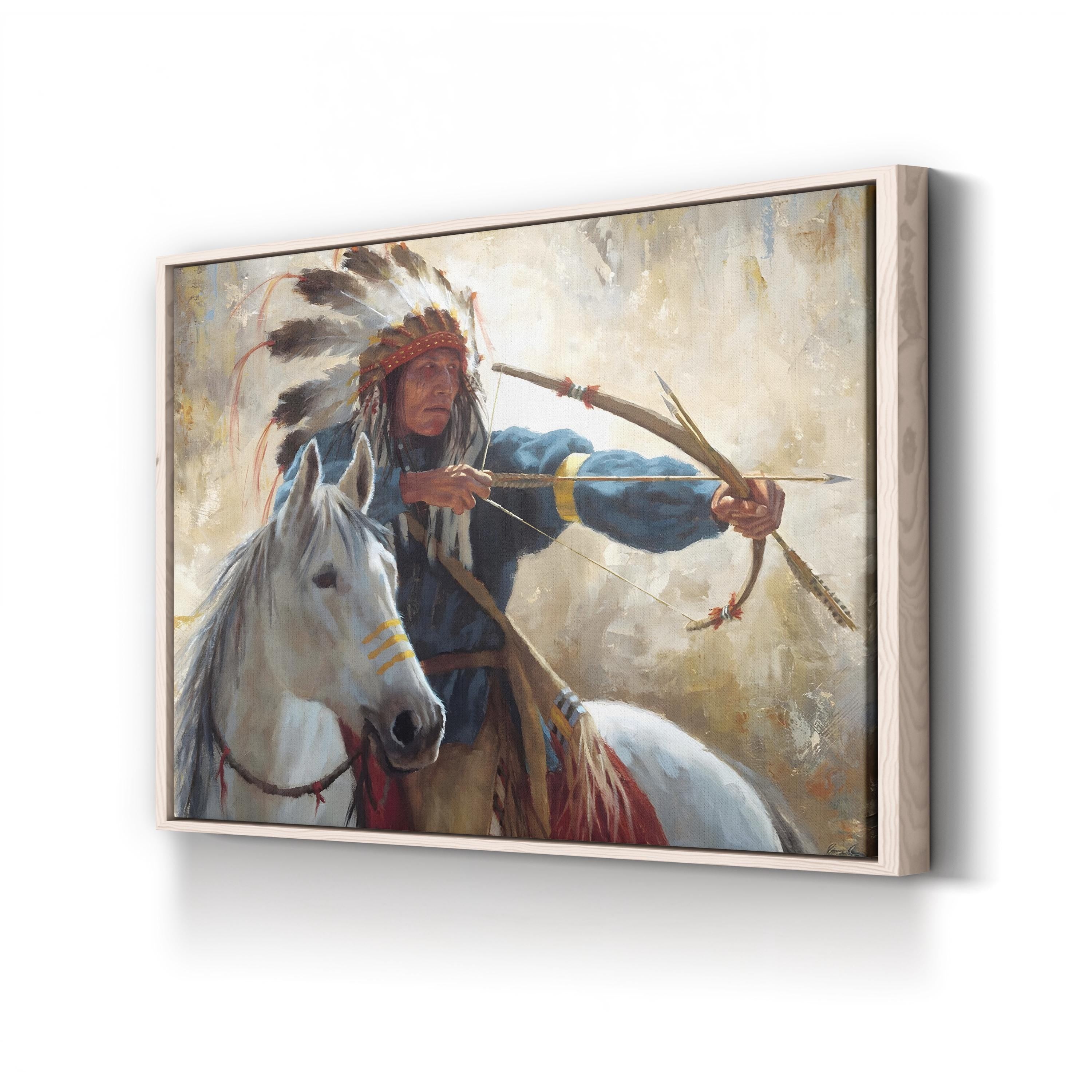 The Guardian Wall Art by James Ayers | Native American Warrior on Horseback Canvas Print