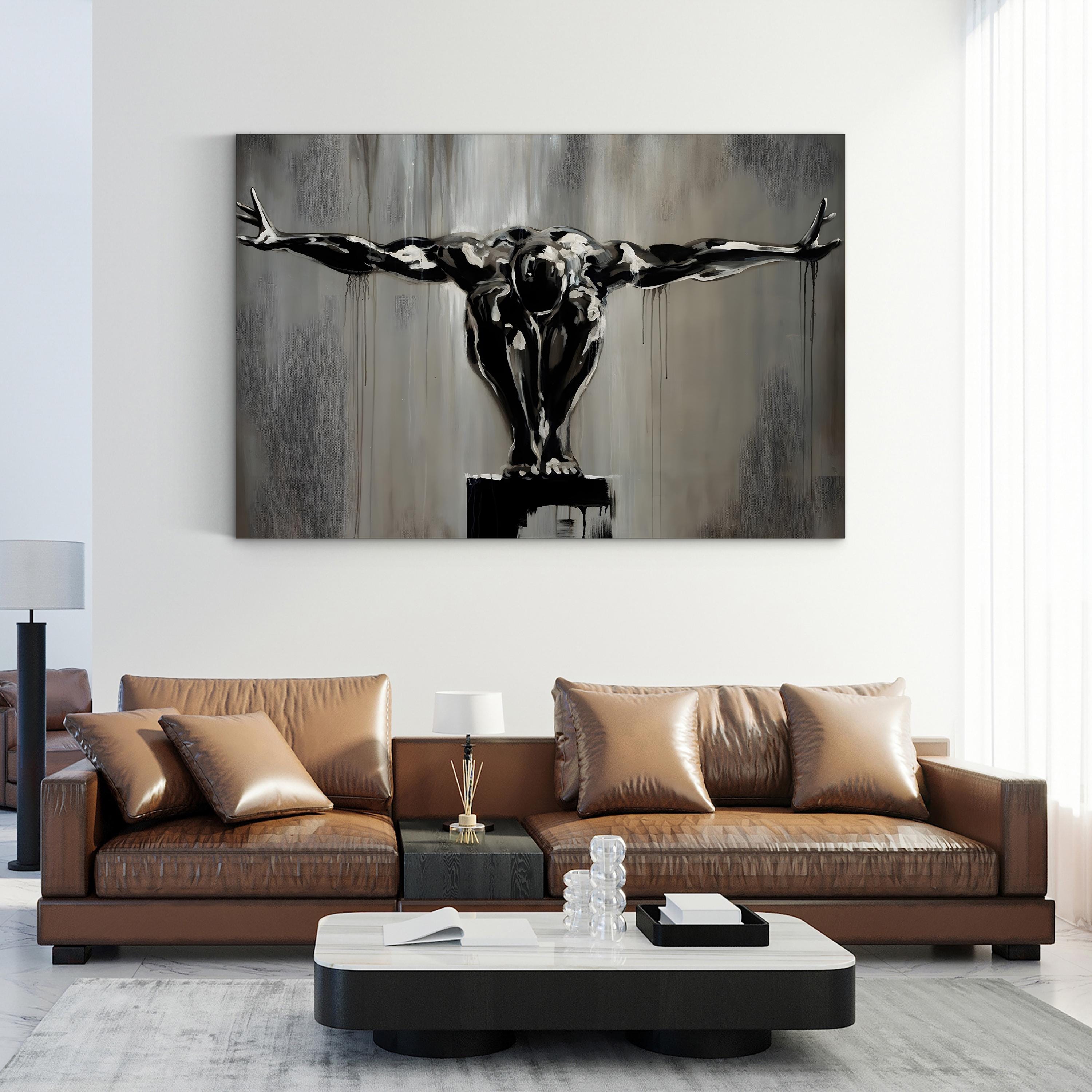 Solitary Runner Wall Art — Monochrome Athletic Figure Canvas Print