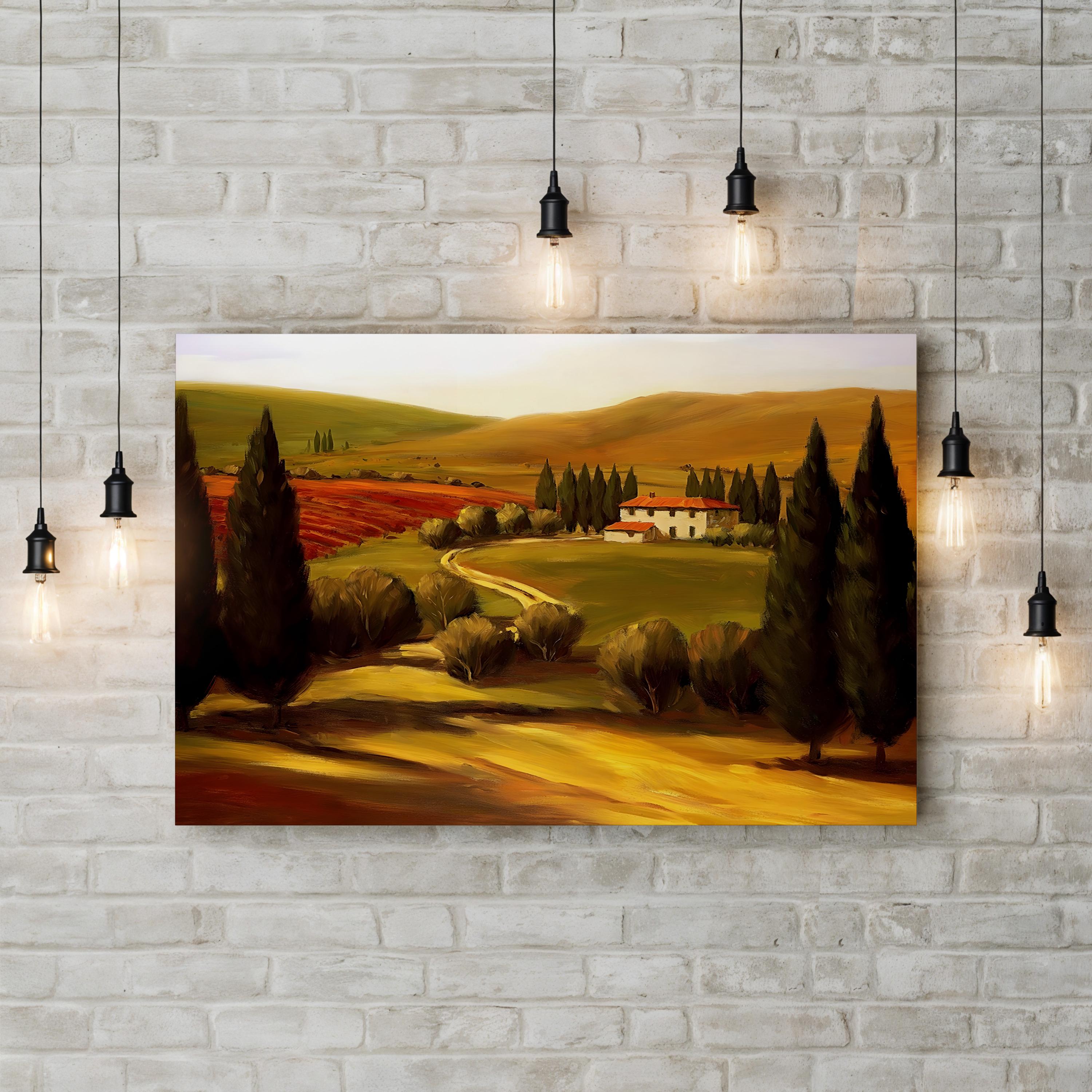 Tuscany Countryside Canvas Art: Rolling Hills & Rustic Villas