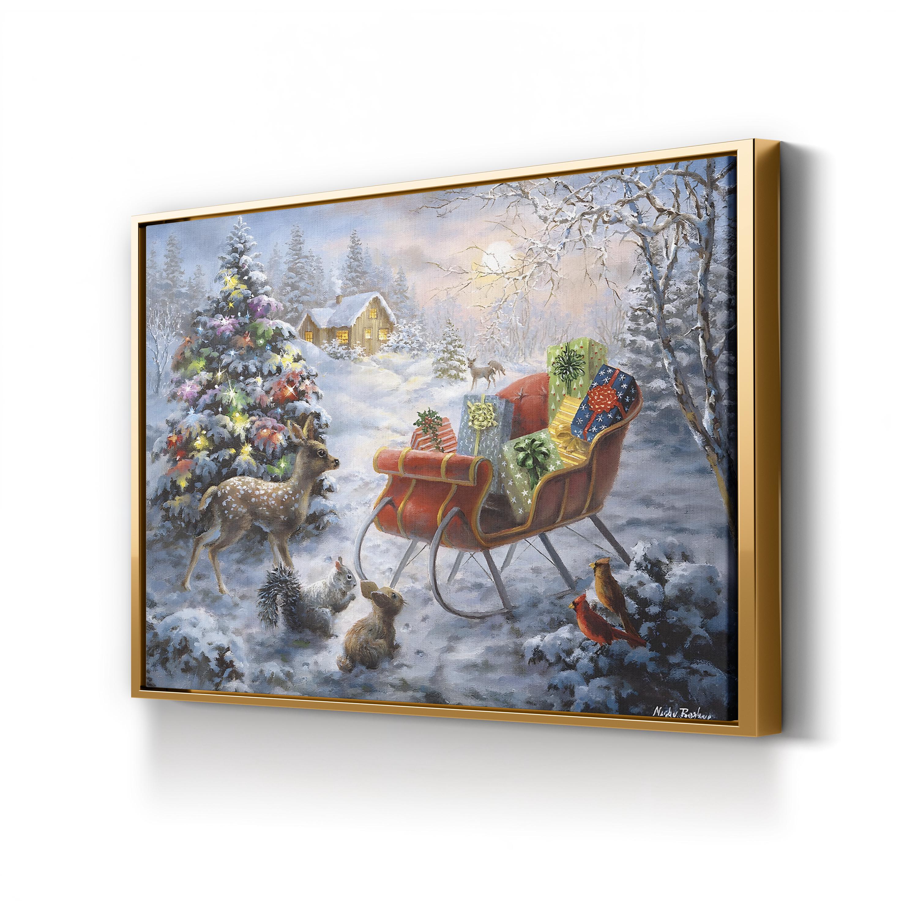 Christmas Eve Canvas Art: Cozy Winter Sleigh Scene, Holiday Wall Decor
