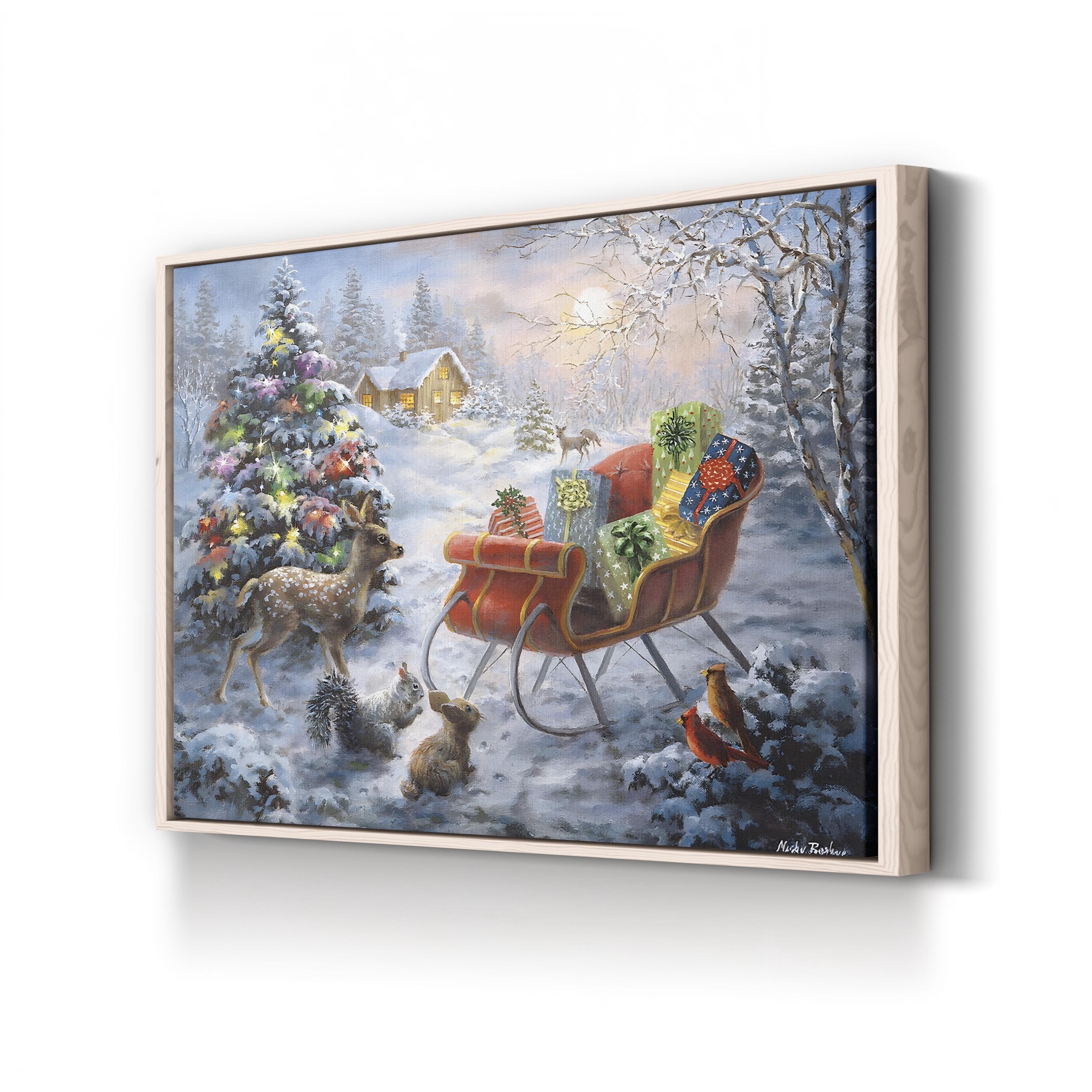 Christmas Eve Canvas Art: Cozy Winter Sleigh Scene, Holiday Wall Decor
