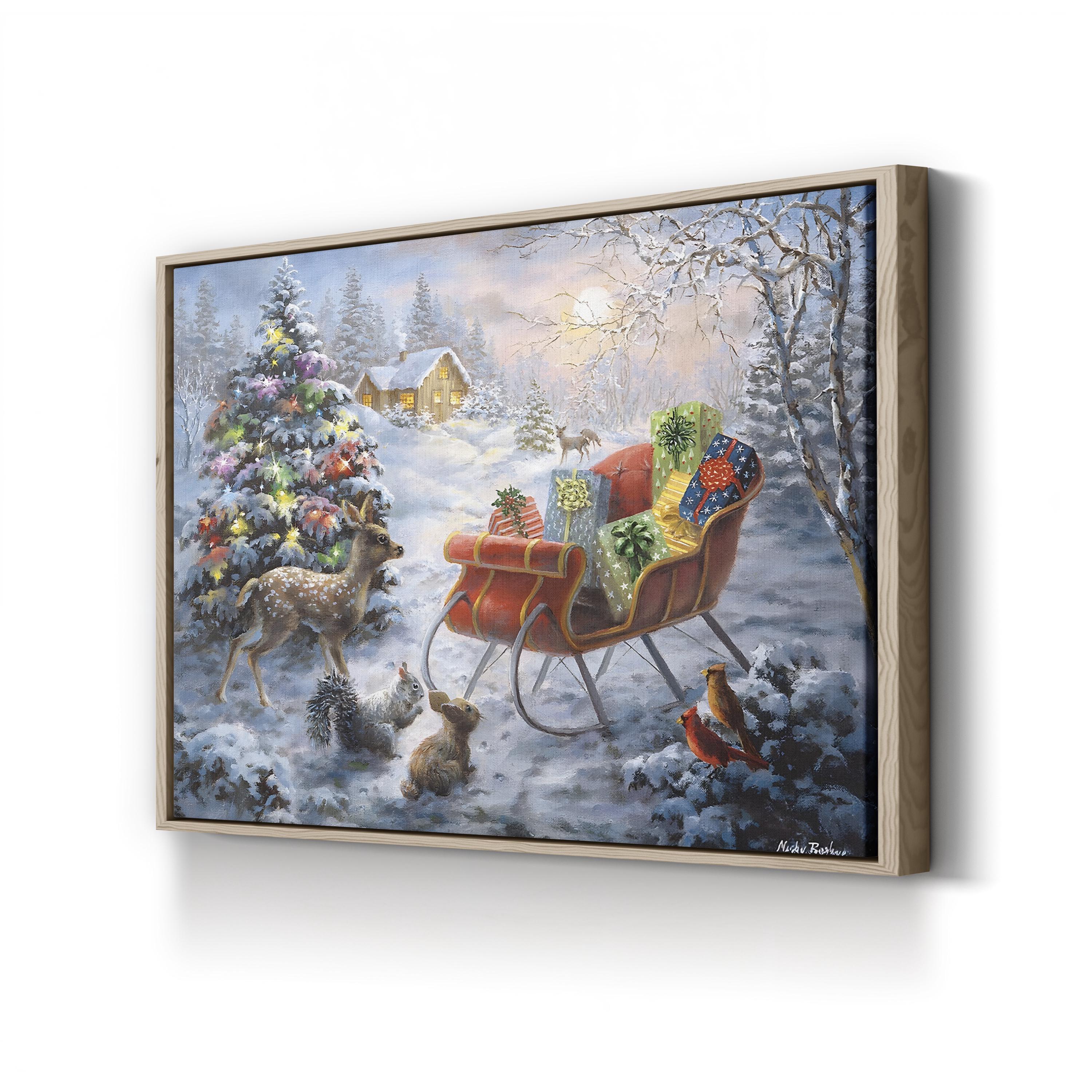 Christmas Eve Canvas Art: Cozy Winter Sleigh Scene, Holiday Wall Decor