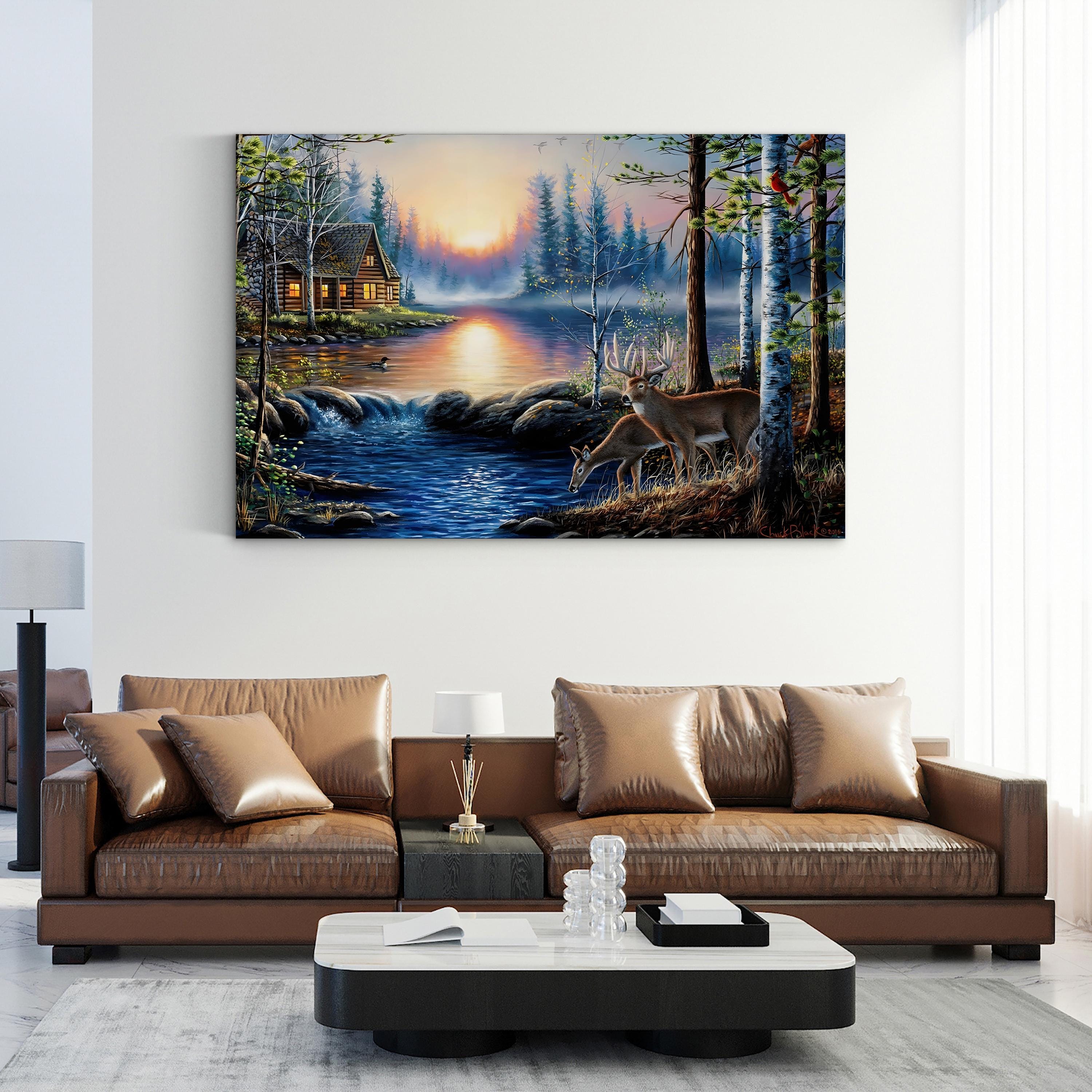 Total Bliss Canvas Wall Art – Tranquil Lake Wildlife Landscape by Chuck Black