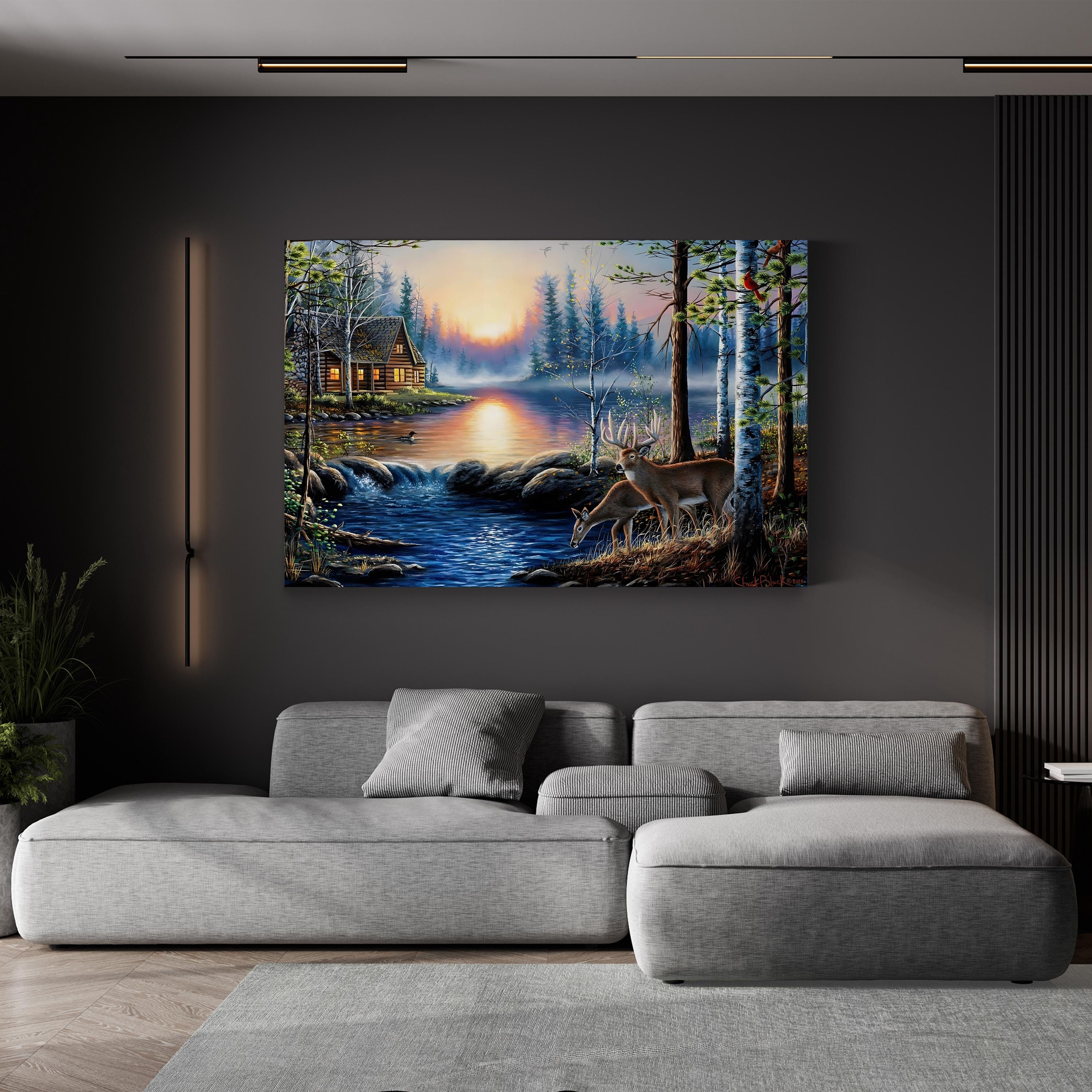 Total Bliss Canvas Wall Art – Tranquil Lake Wildlife Landscape by Chuck Black