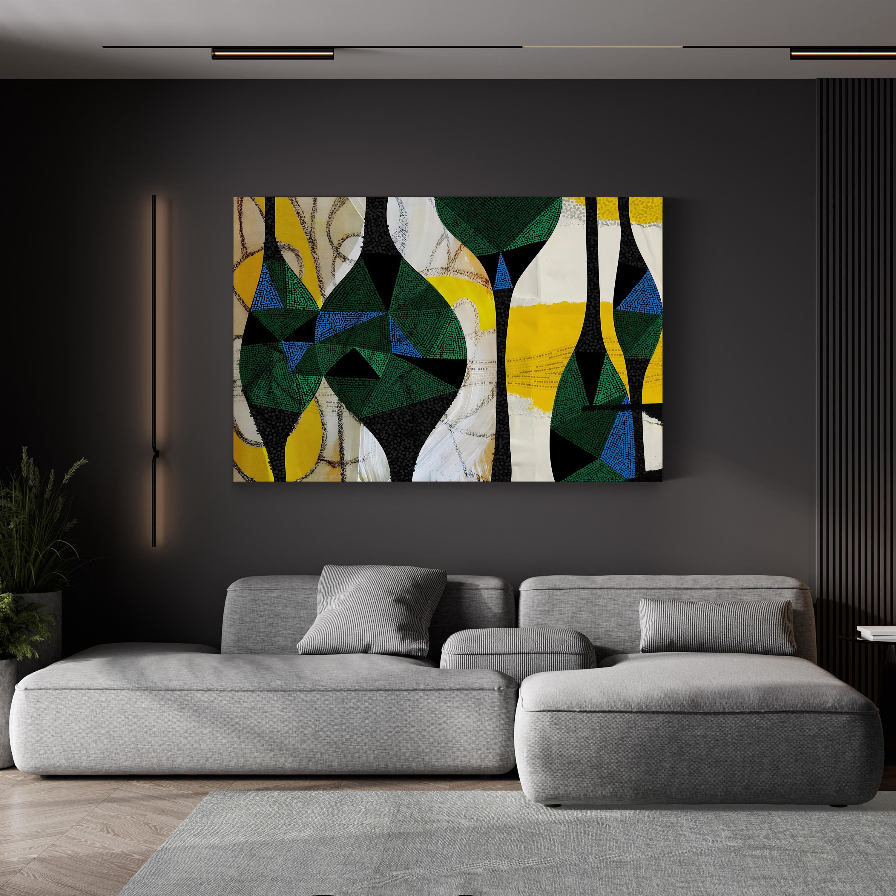 Tribal Abstract Geometric Enigma II Wall Art by Nikki Chu