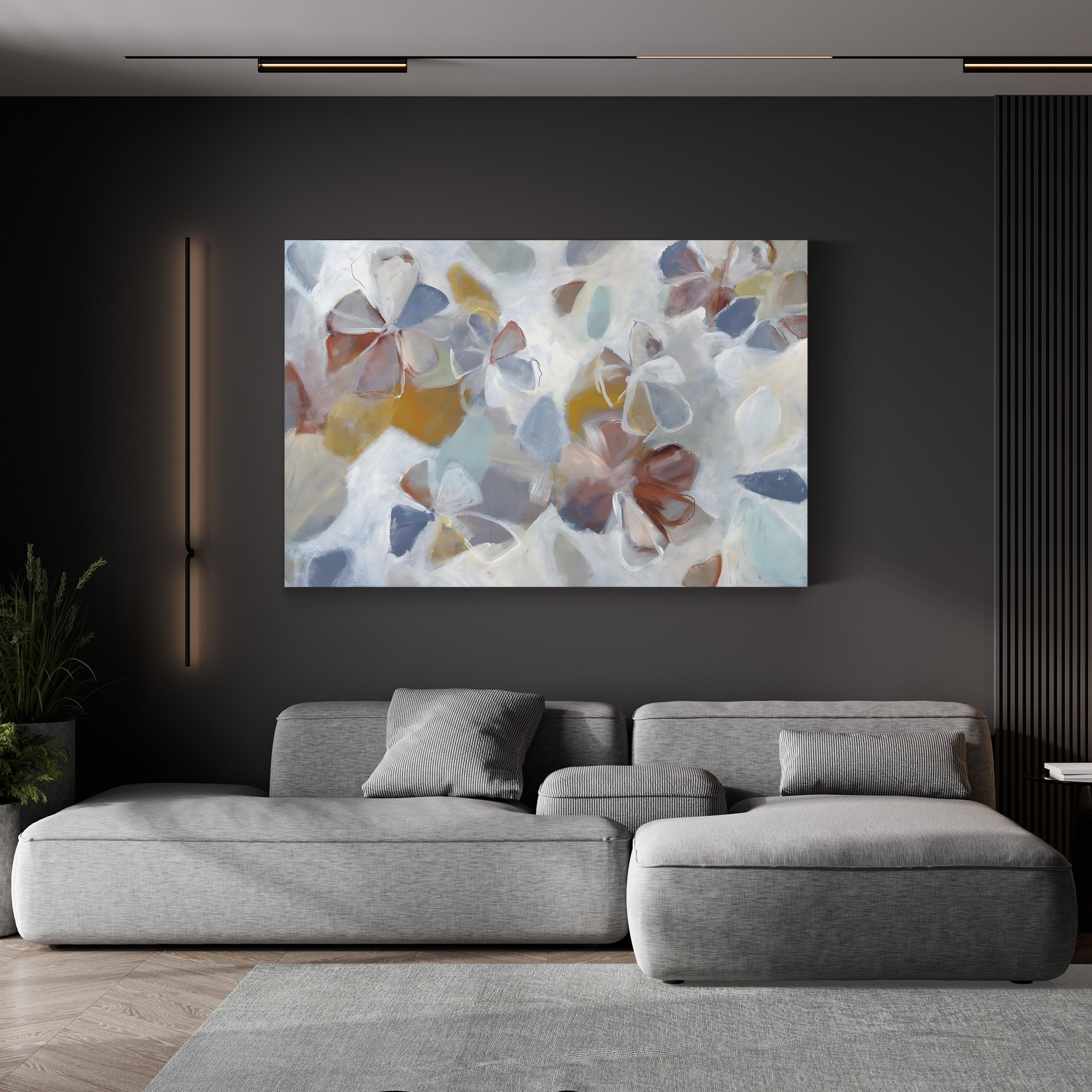 Urban Floral Canvas Art: Modern Abstract Living Room Decor