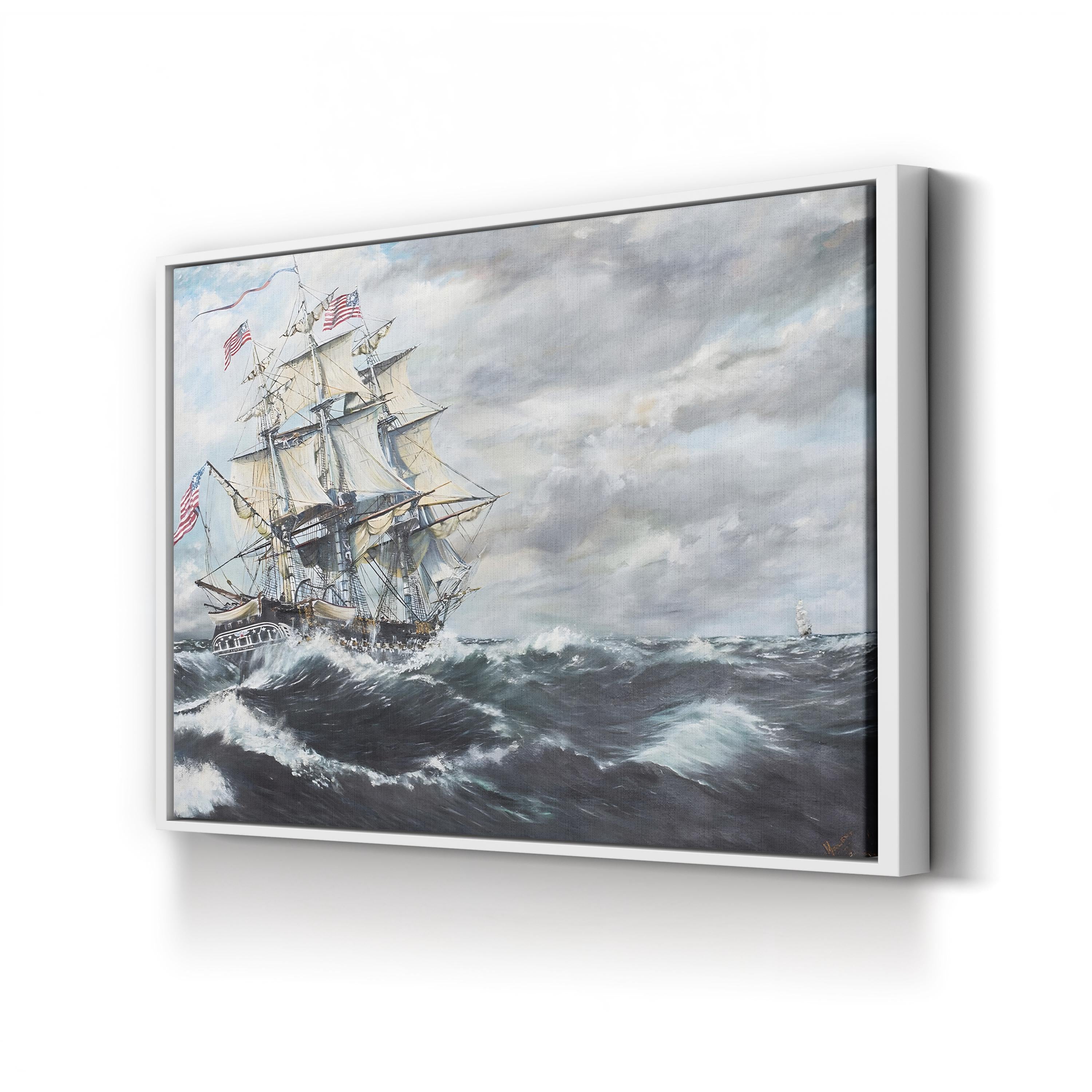 USS Constitution Naval Battle – Period Illustration Wall Art | Maritime Canvas Print