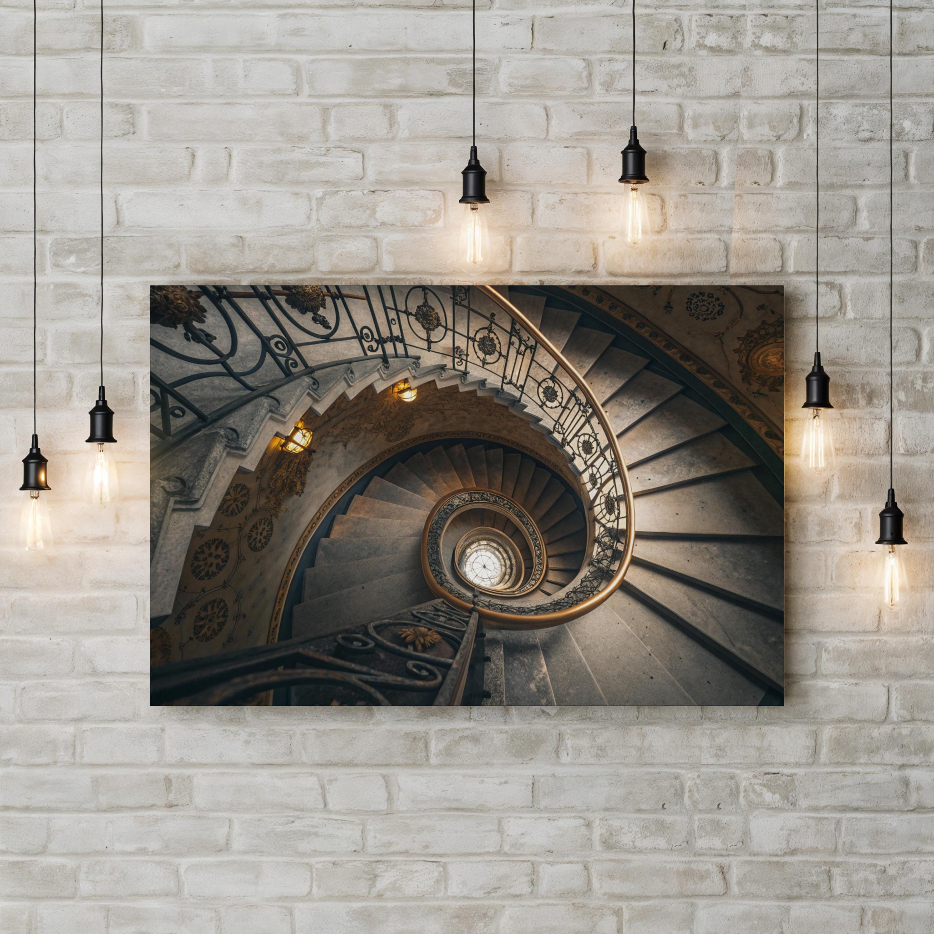 Vintage Spiral Staircase – Vintage Photography Wall Art | Architectural Canvas Print