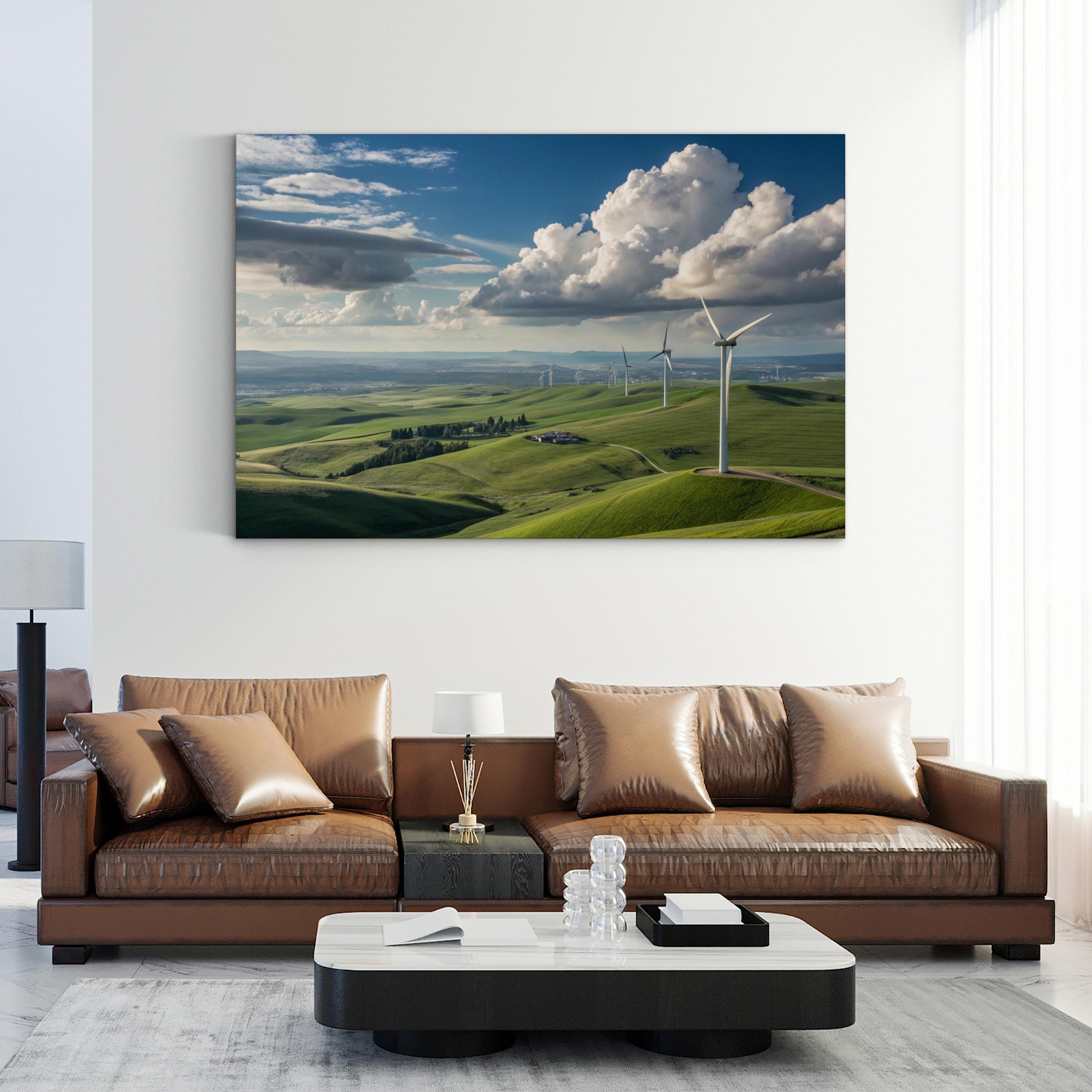 Wind Turbine Green Hills – Vintage Photography Wall Art | Livermore Landscape Canvas Print