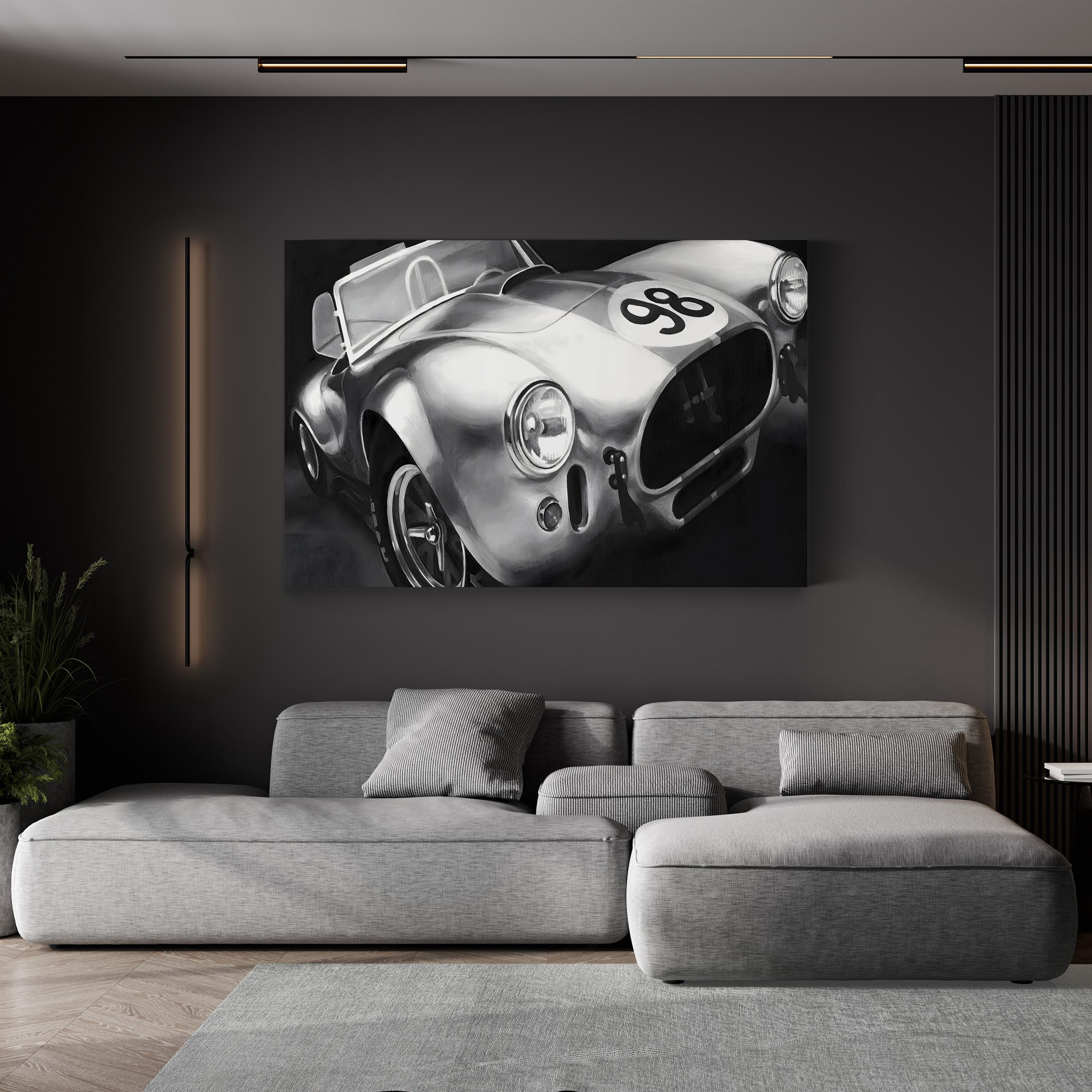 Vintage Racing Car, Black & White – Vintage Photography Wall Art | Motorsport Canvas Print