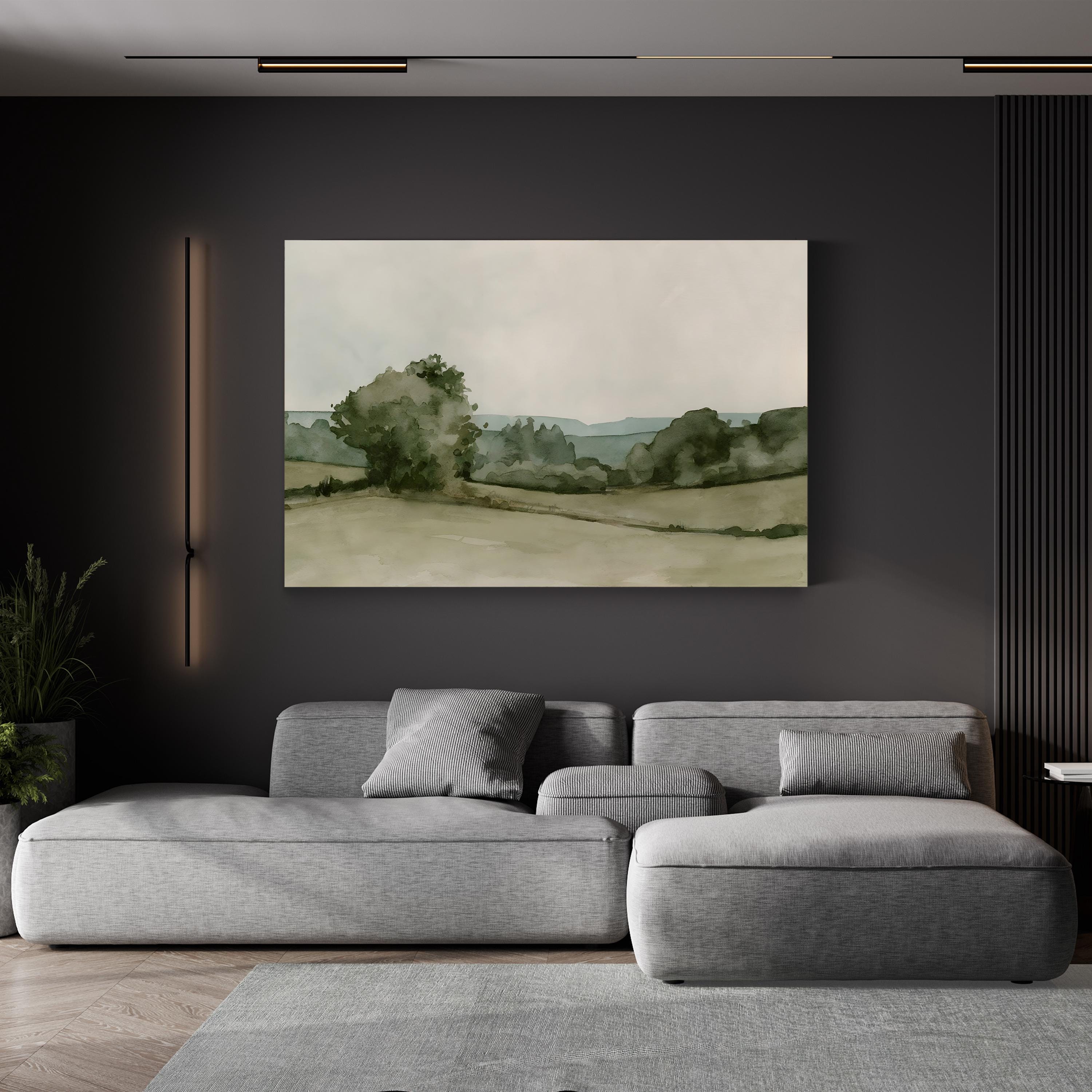 Vintage Views I Canvas Wall Art – Serene Pastoral Landscape by Emma Caroline