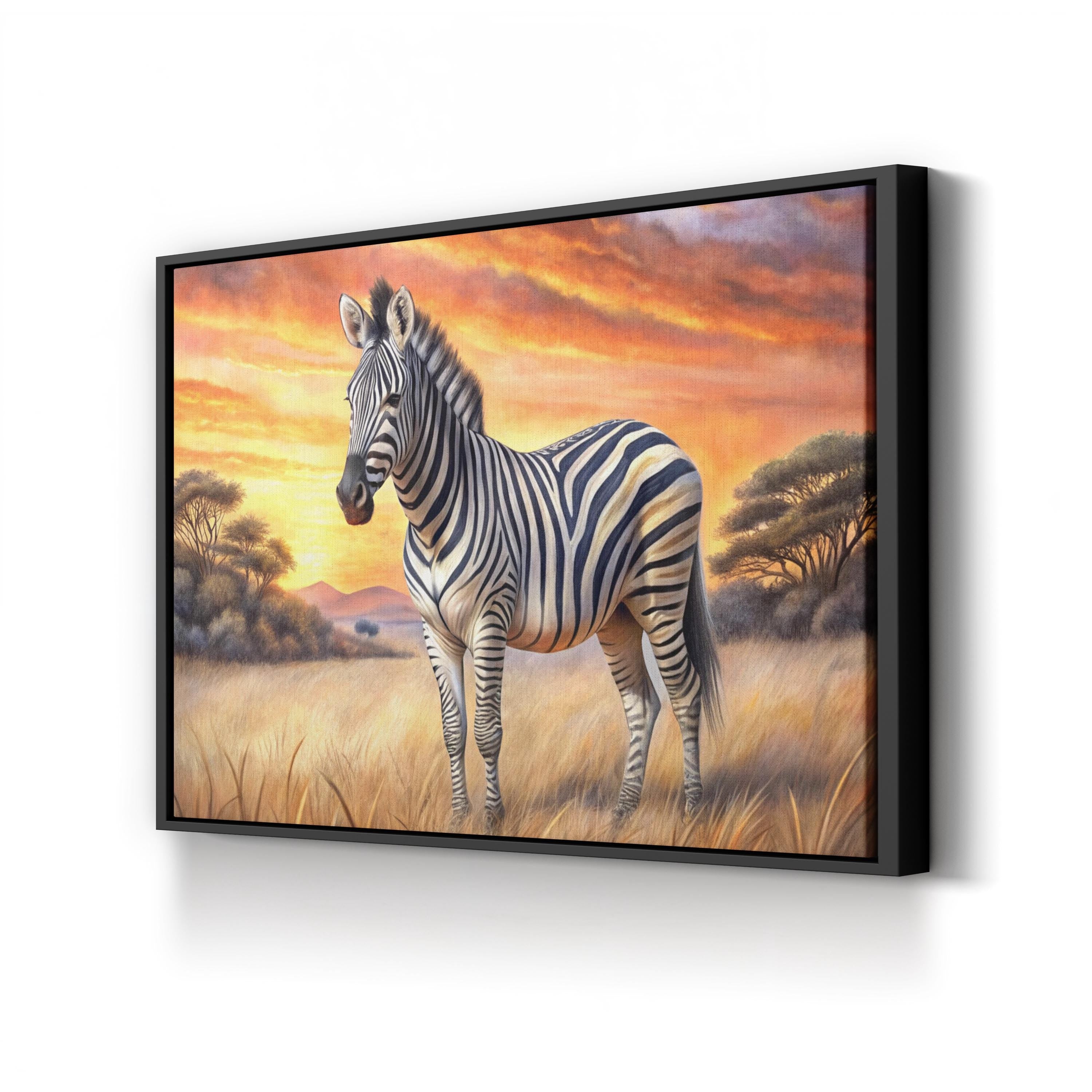 Zebra Sunset Canvas – Golden Hour Wildlife Wall Art