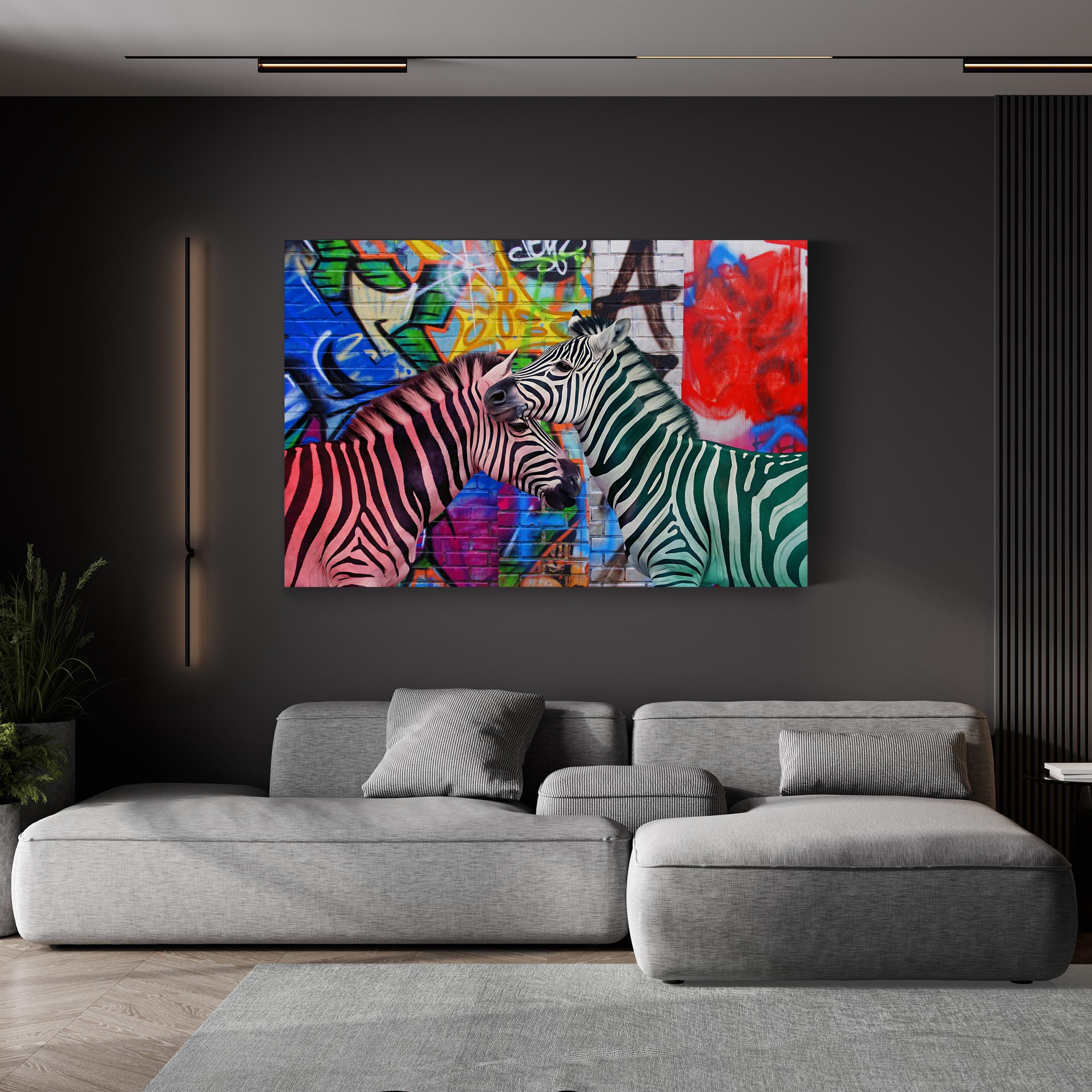 Graffiti Zebra – Period Illustration Wall Art | Modern Urban Wildlife Canvas Print