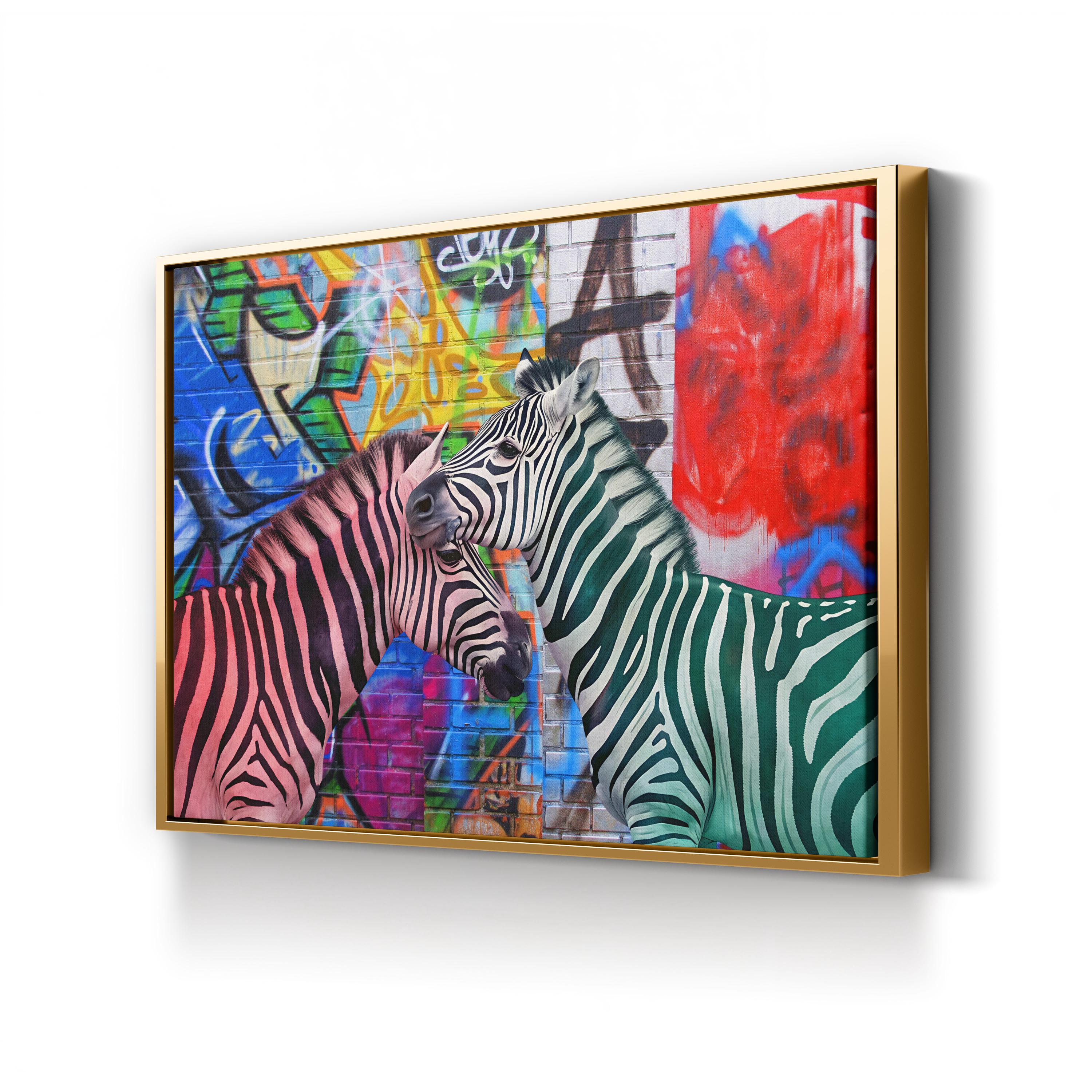 Graffiti Zebra – Period Illustration Wall Art | Modern Urban Wildlife Canvas Print