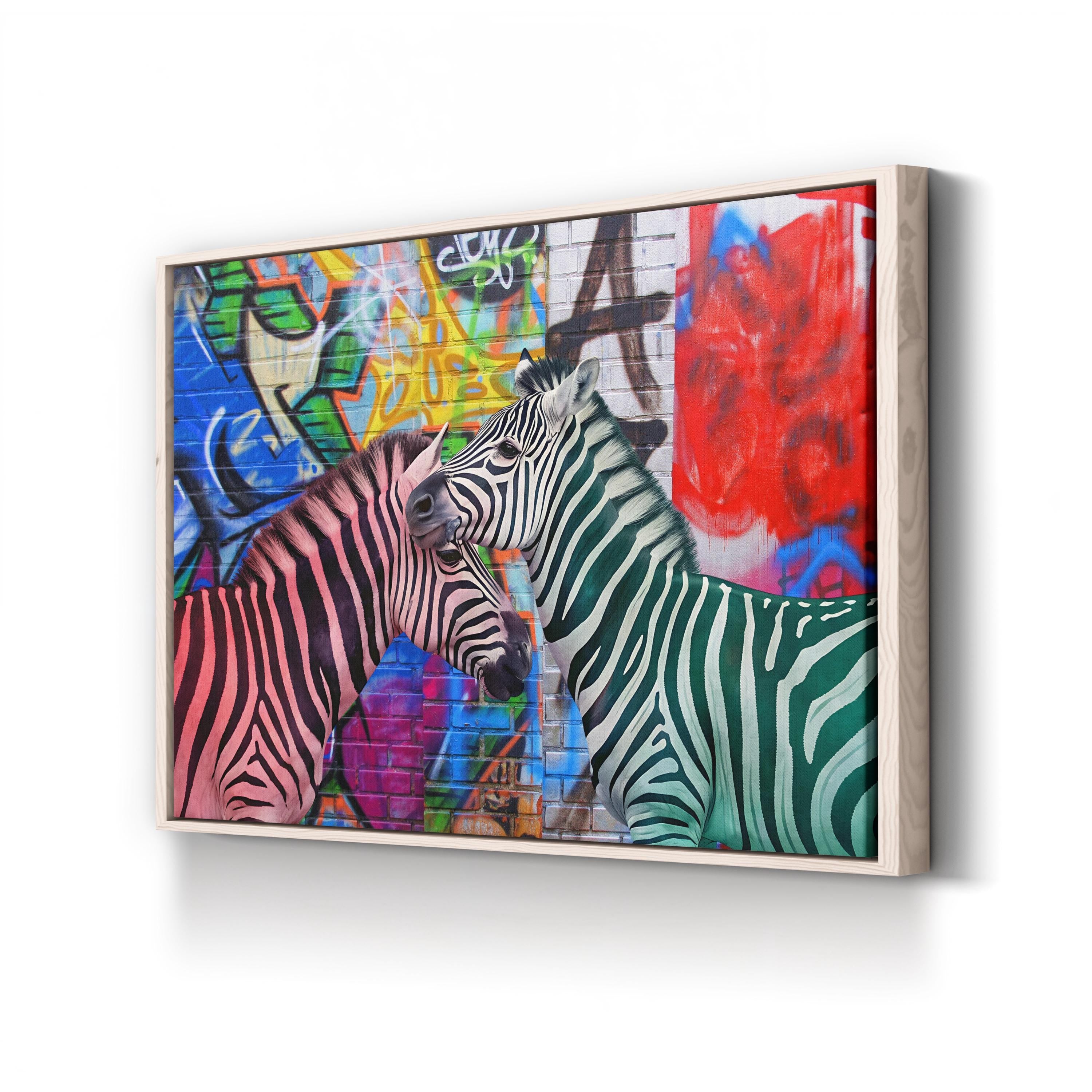 Graffiti Zebra – Period Illustration Wall Art | Modern Urban Wildlife Canvas Print