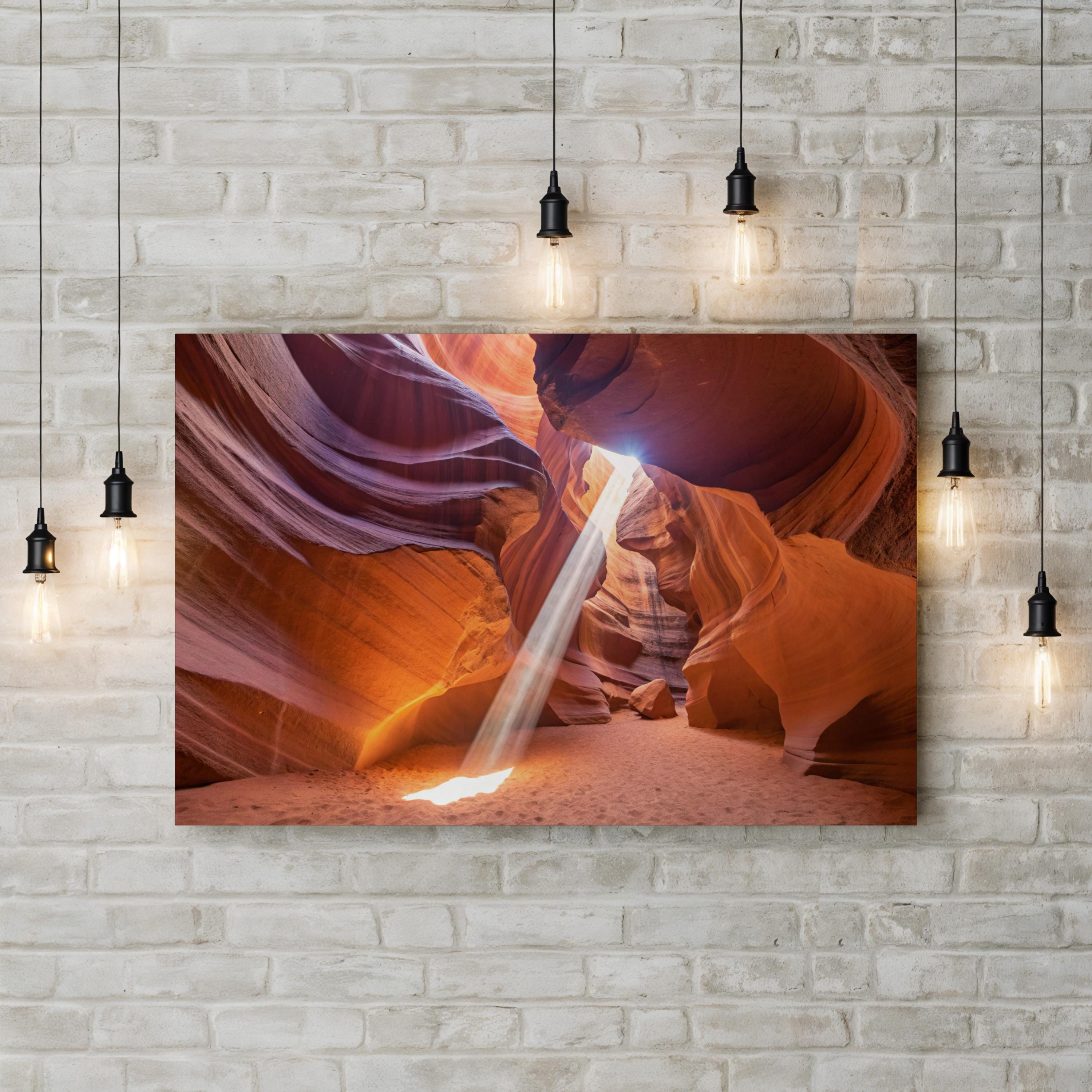 Antelope Canyon Light Beam – Vintage Photography Wall Art | Desert Slot Canyon Canvas Print