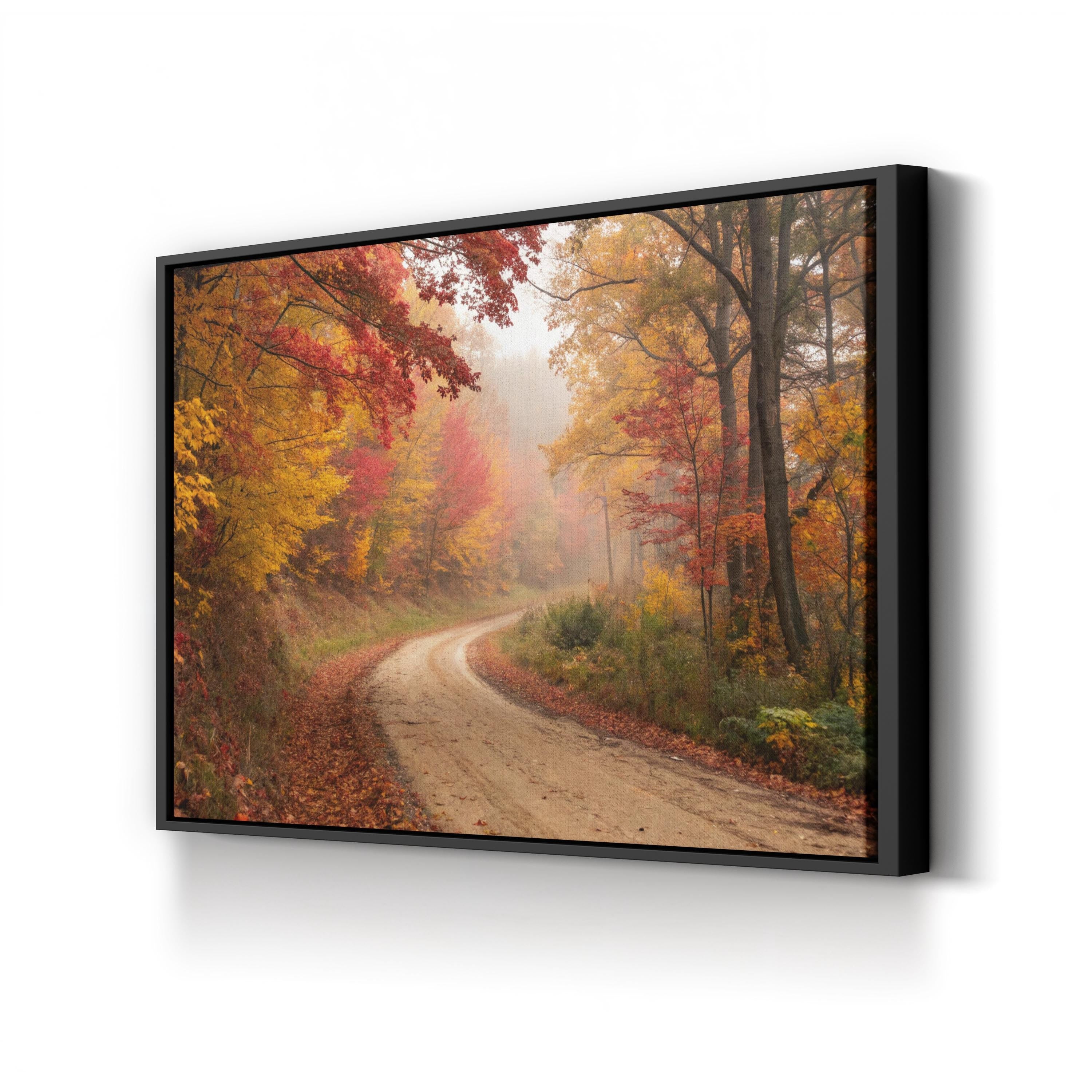 Autumn Forest Winding Path – Period Illustration Wall Art | Golden Fall Canvas Print