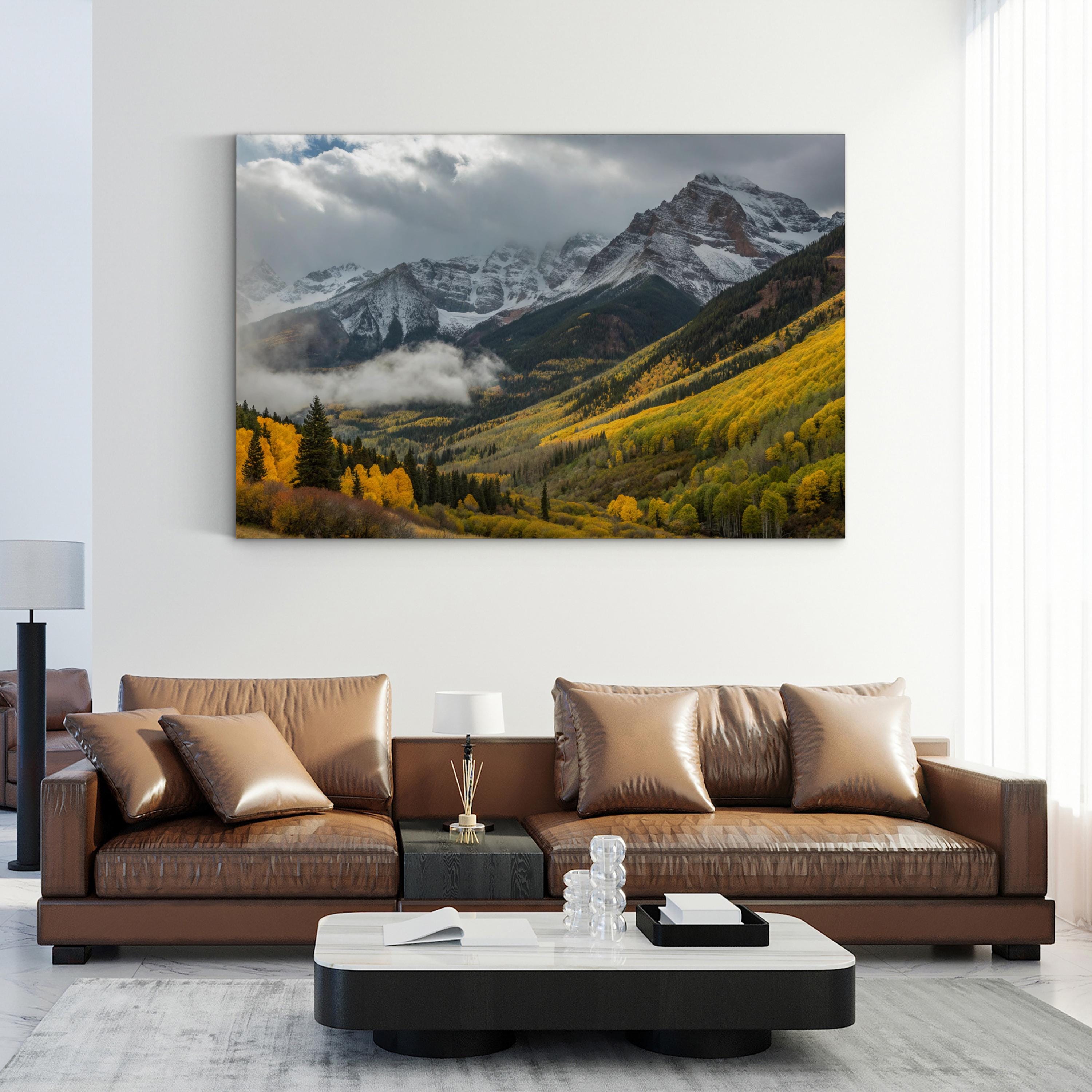 Autumn Mountain Foliage – Vintage Photography Wall Art | Vibrant Fall Landscape Canvas Print