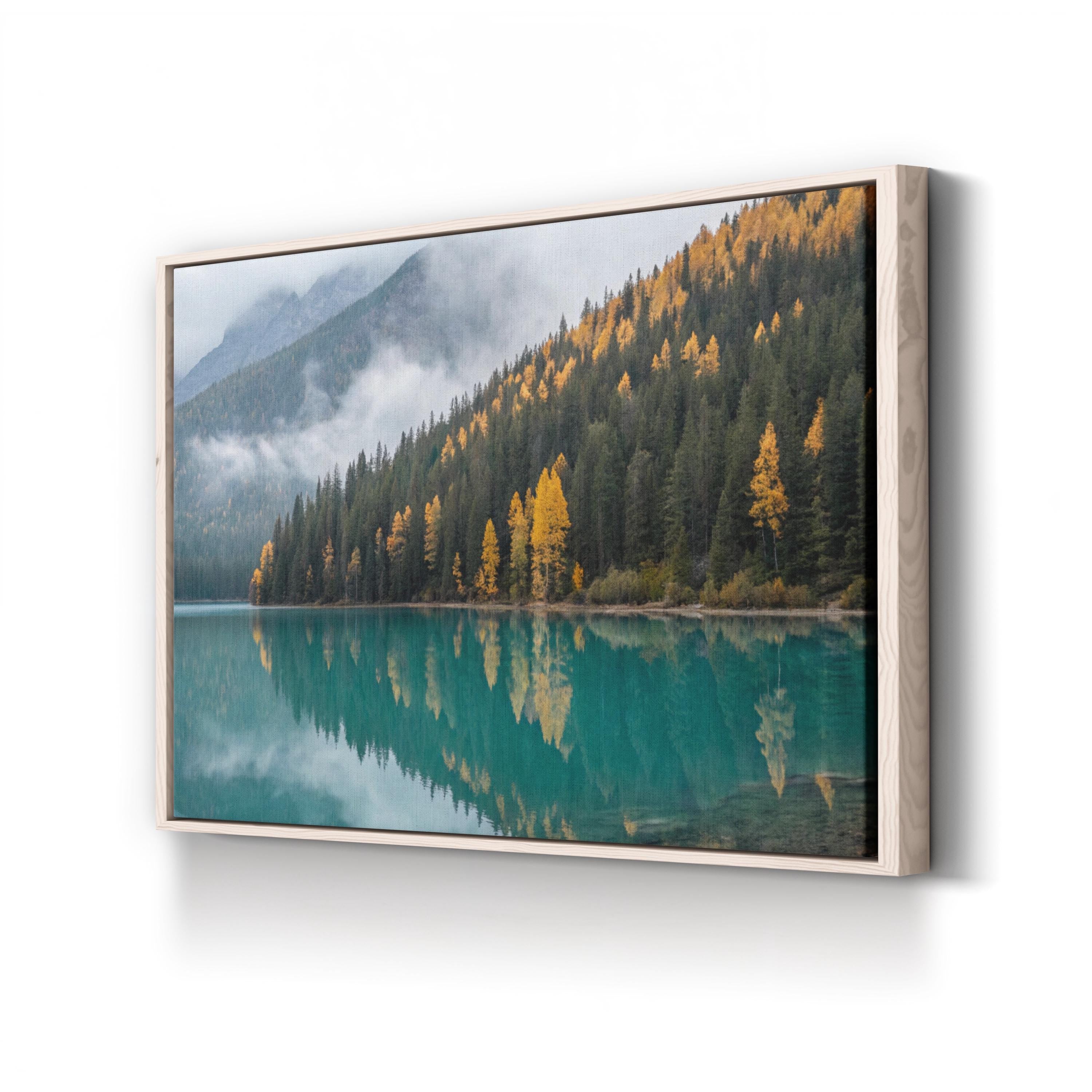 Autumn Lake Forest Reflection – Vintage Photography Wall Art | Serene Landscape Canvas Print