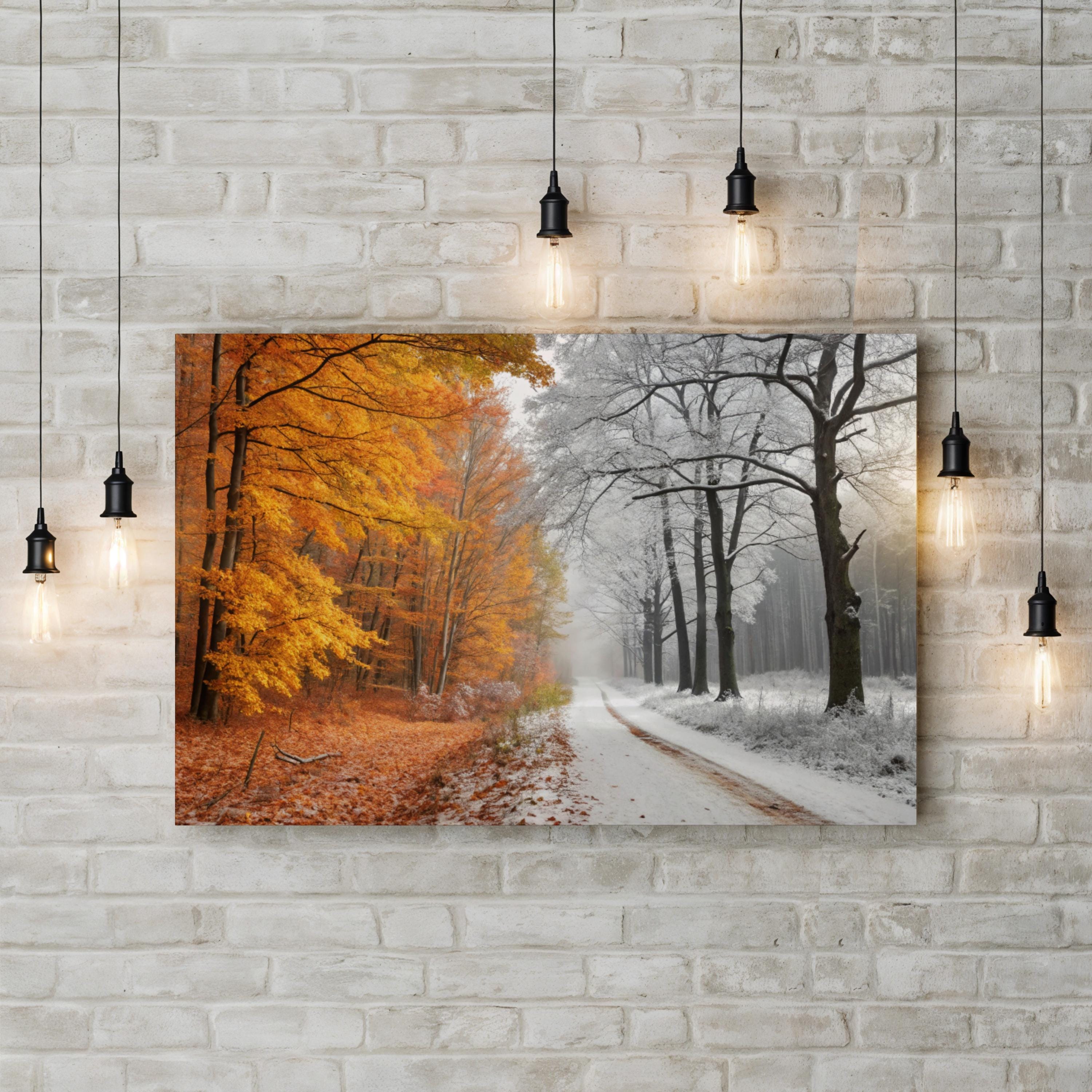 Autumn to Winter Transition – Vintage Photography Wall Art | Seasonal Landscape Canvas Print