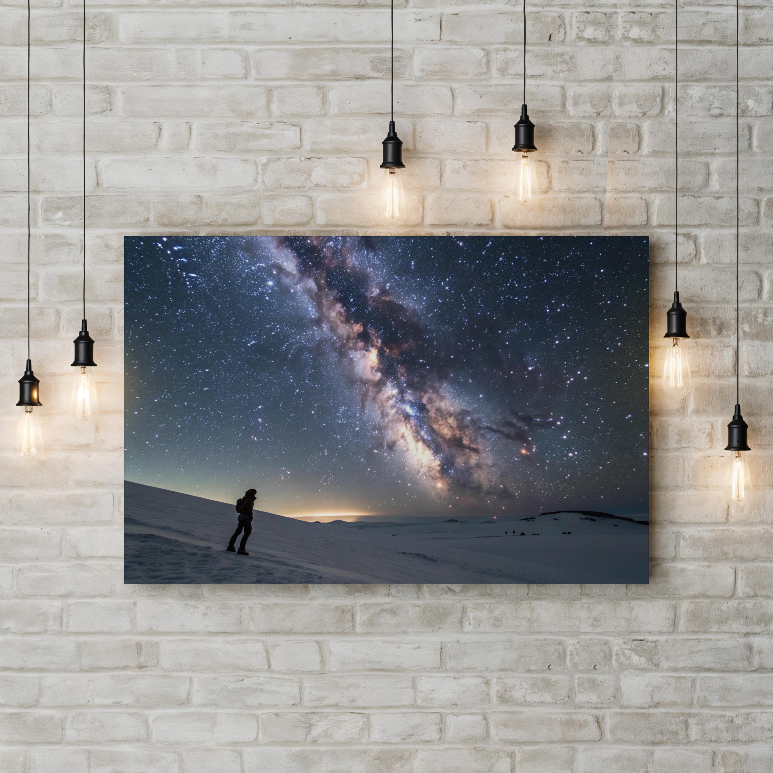 Milky Way Galaxy Snowy Night – Vintage Photography Wall Art | Stargazing Canvas Print