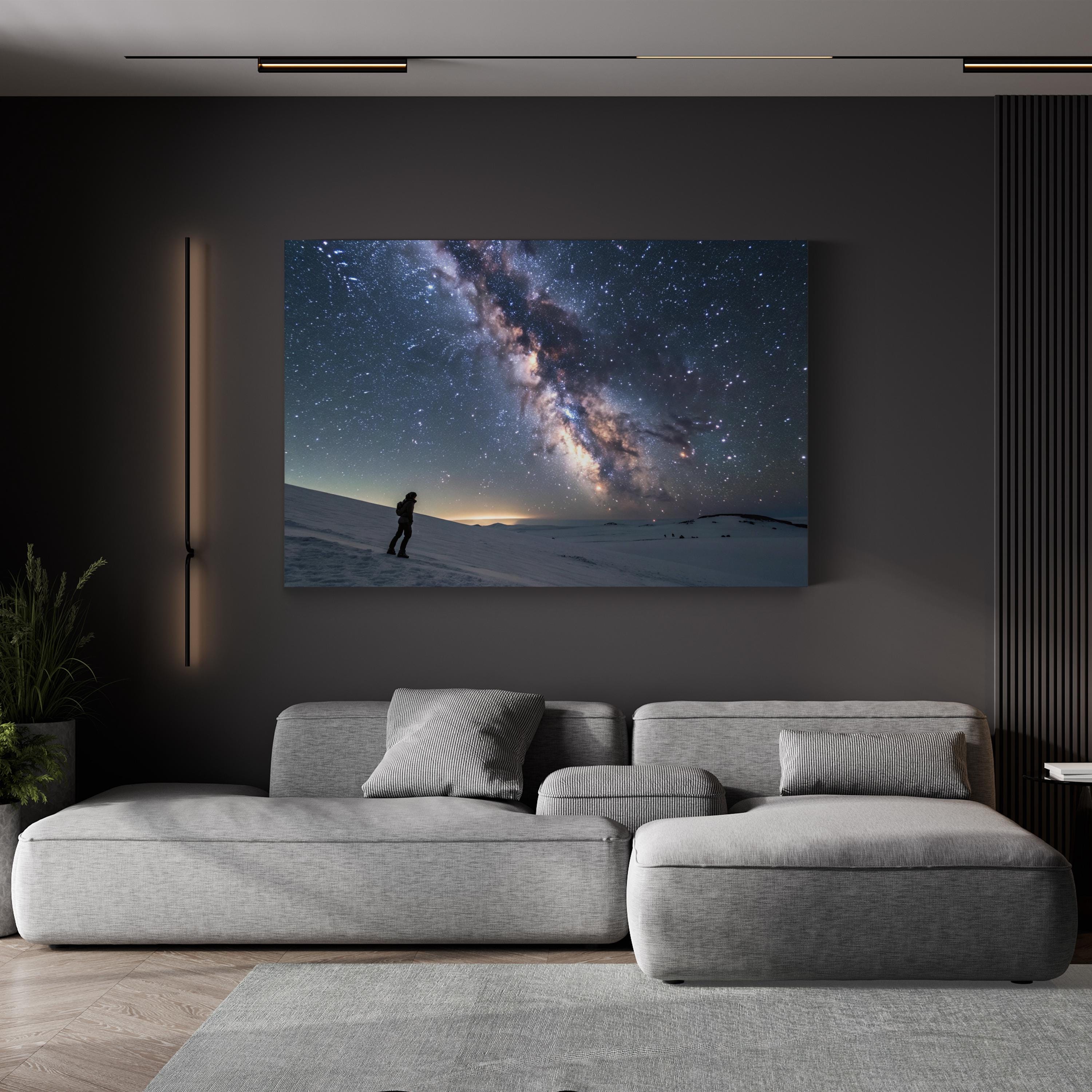 Milky Way Galaxy Snowy Night – Vintage Photography Wall Art | Stargazing Canvas Print