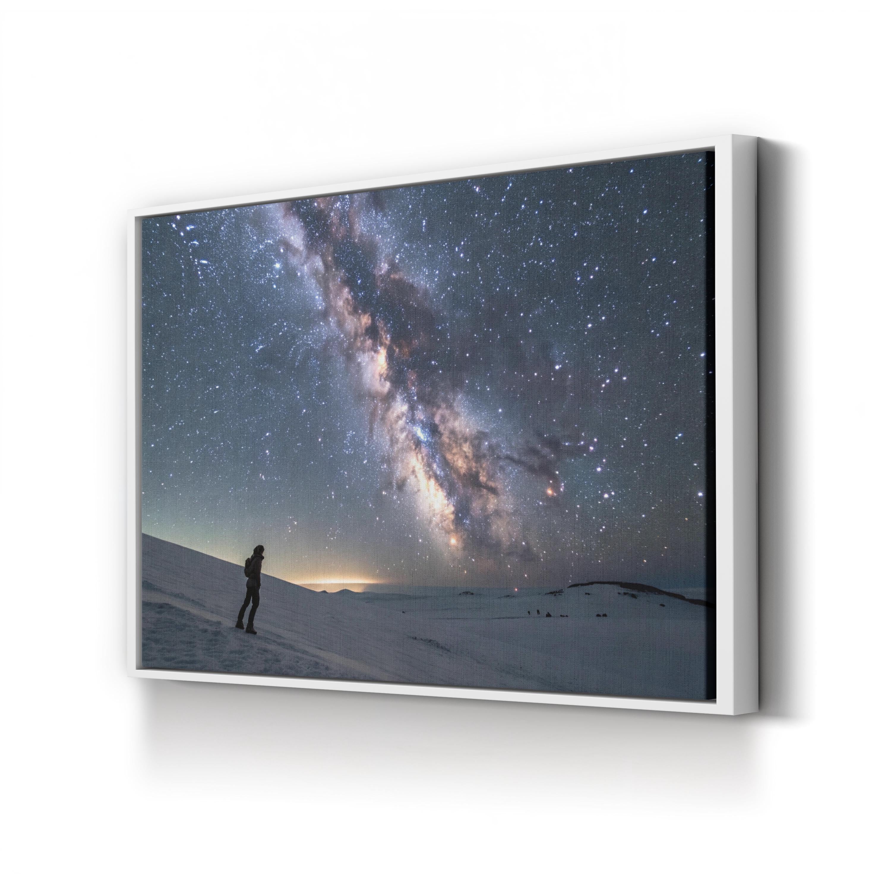 Milky Way Galaxy Snowy Night – Vintage Photography Wall Art | Stargazing Canvas Print