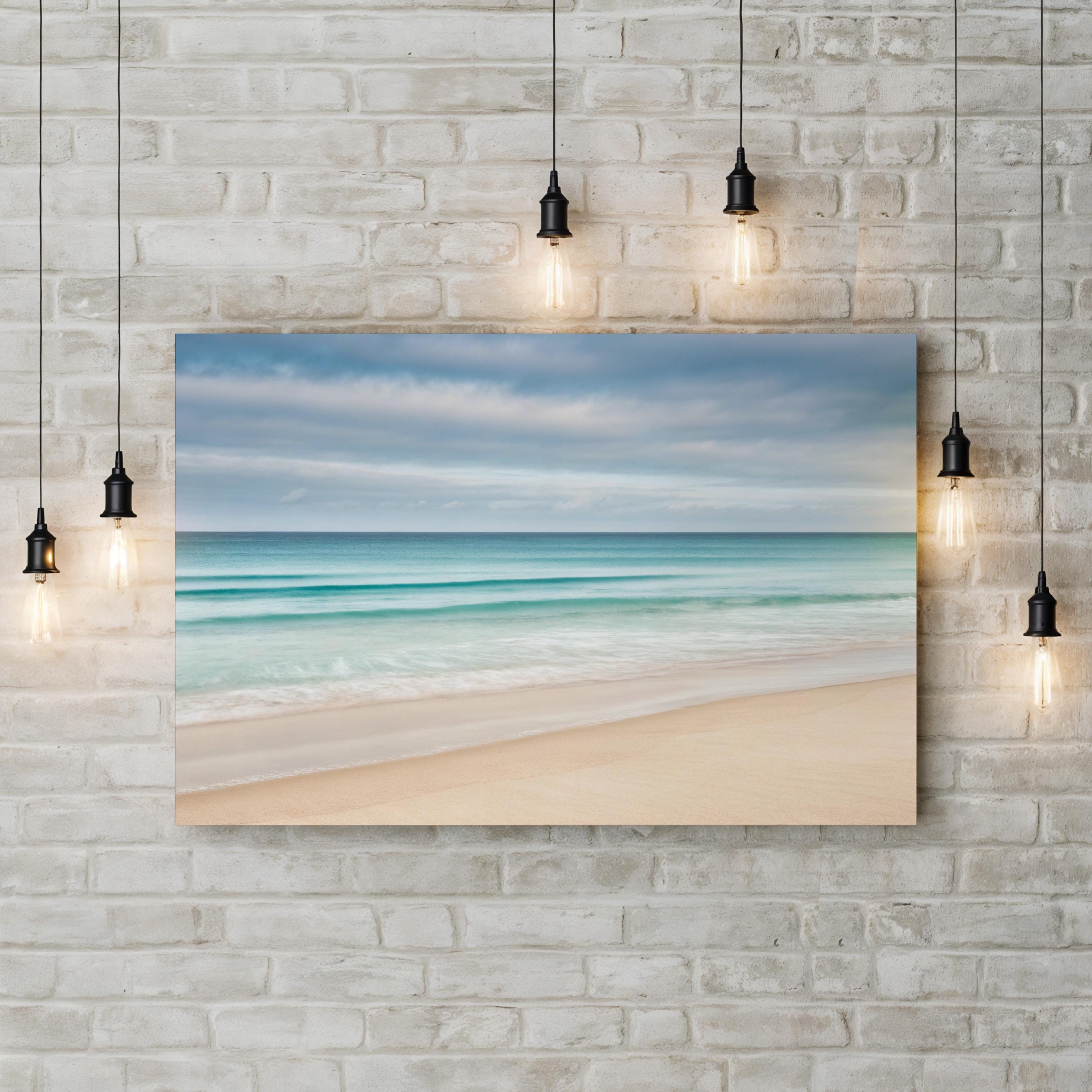 Abstract Coastal Ocean Horizon – Period Illustration Wall Art | Framed Beach Canvas Print