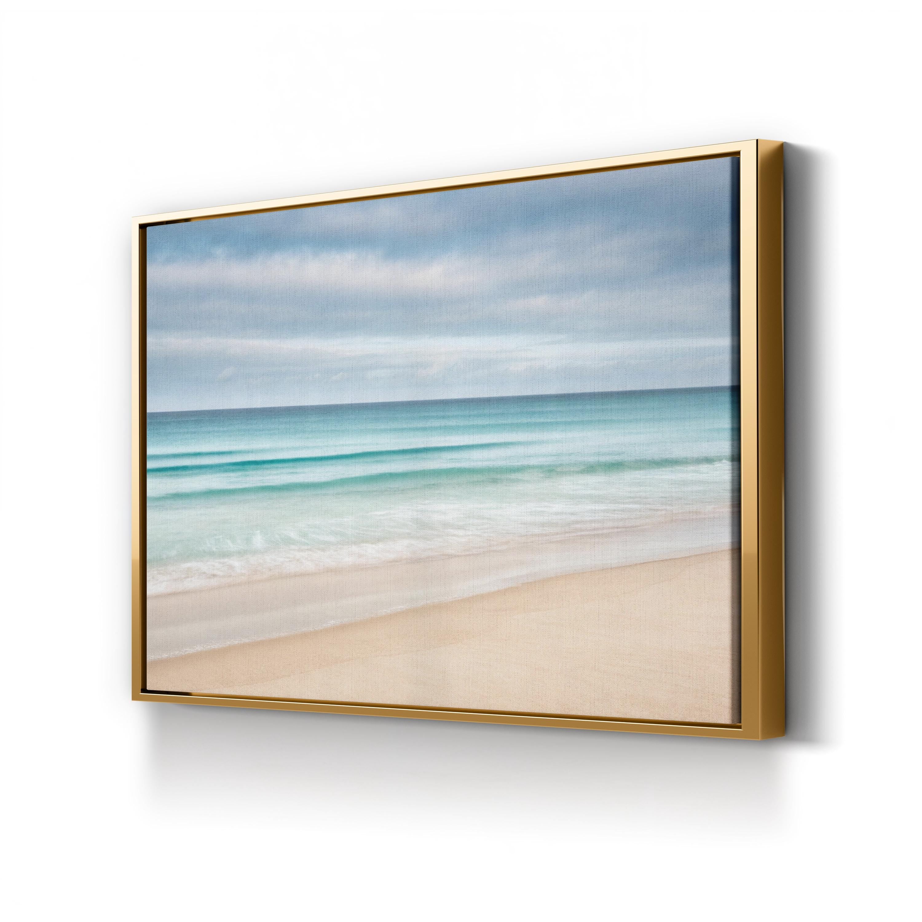 Abstract Coastal Ocean Horizon – Period Illustration Wall Art | Framed Beach Canvas Print