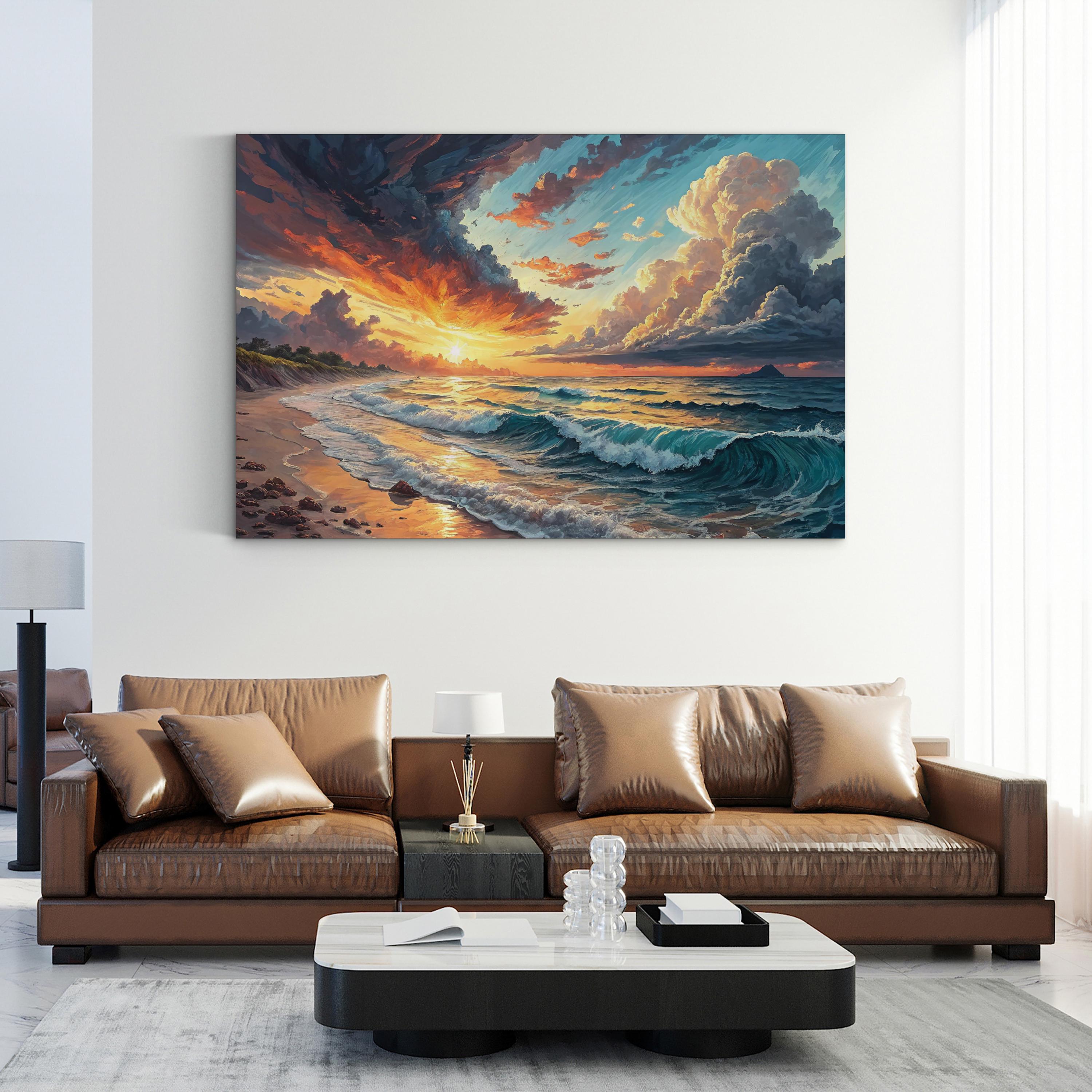 Coastal Ocean Waves Horizon View: Contemporary Seascape Photography