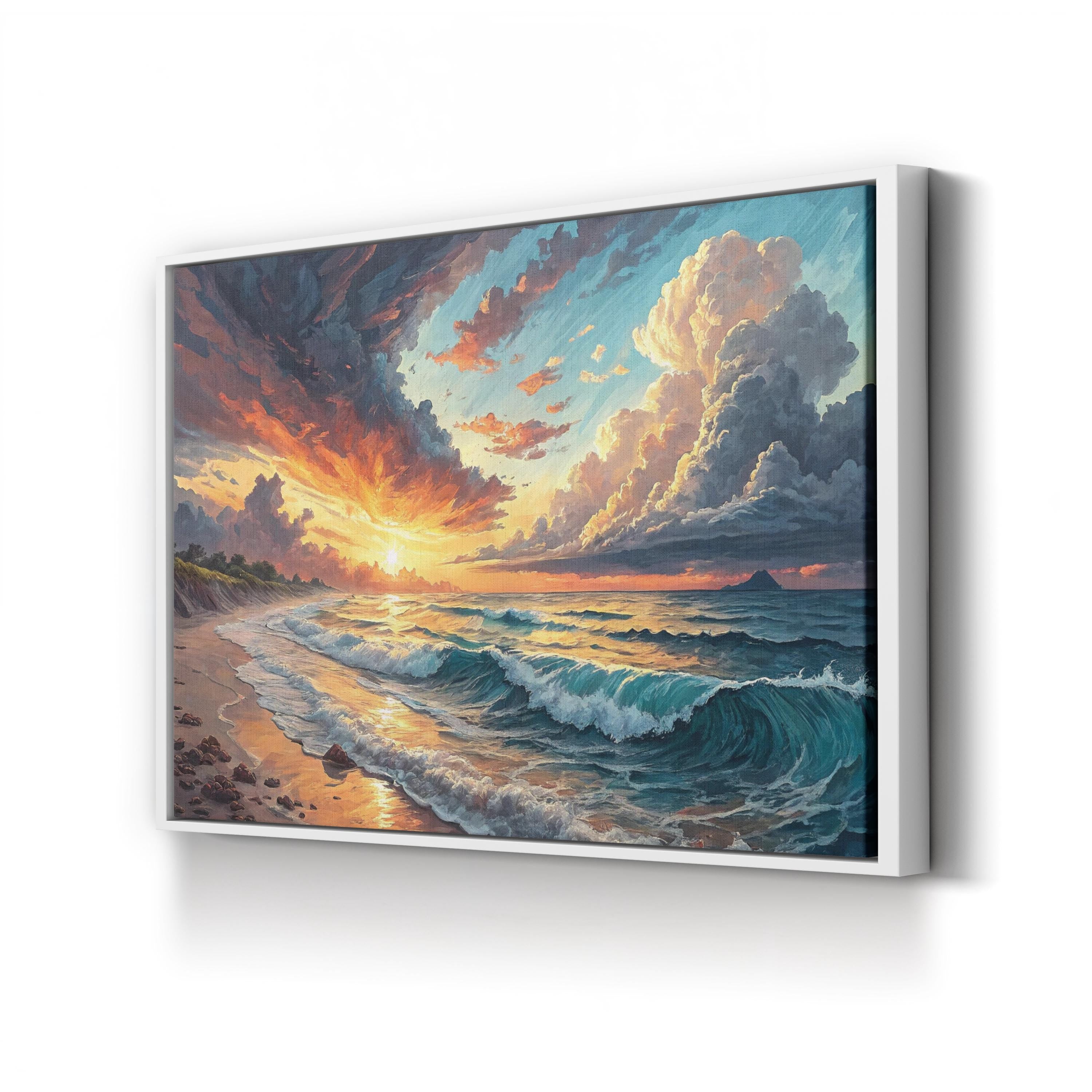 Coastal Ocean Waves Horizon View: Contemporary Seascape Photography