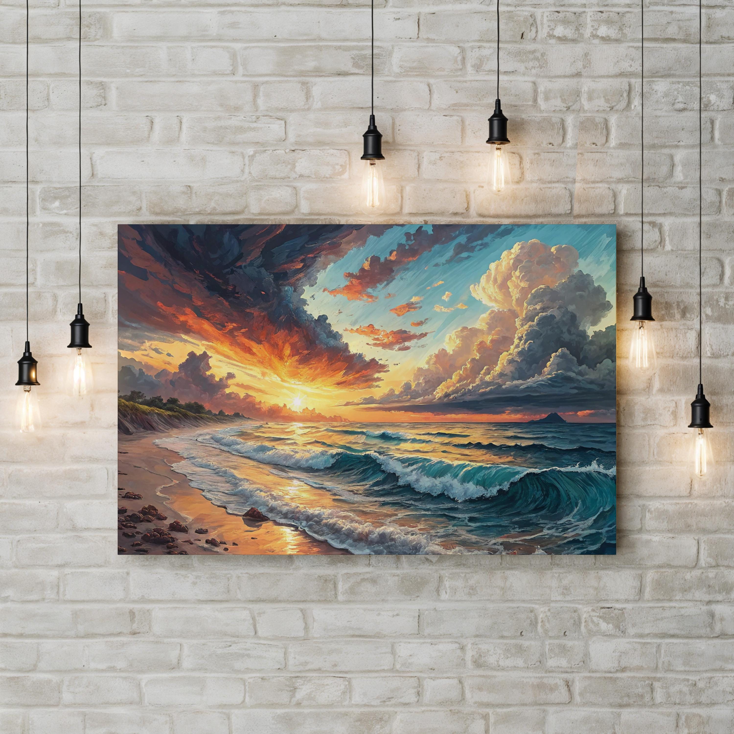 Coastal Ocean Waves Horizon View: Contemporary Seascape Photography