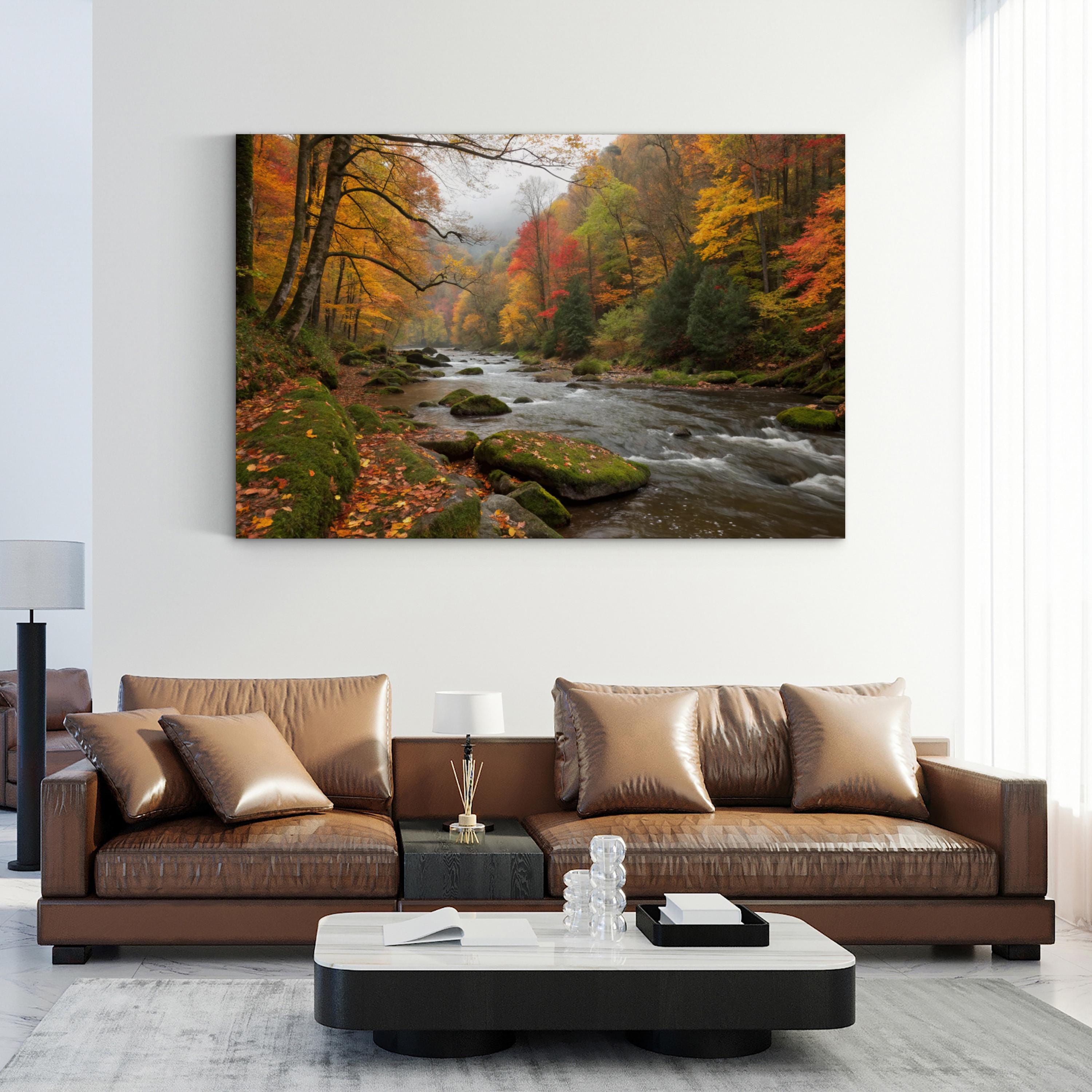 Black River Catskills Autumn – Vintage Photography Wall Art | Scenic Nature Canvas Print