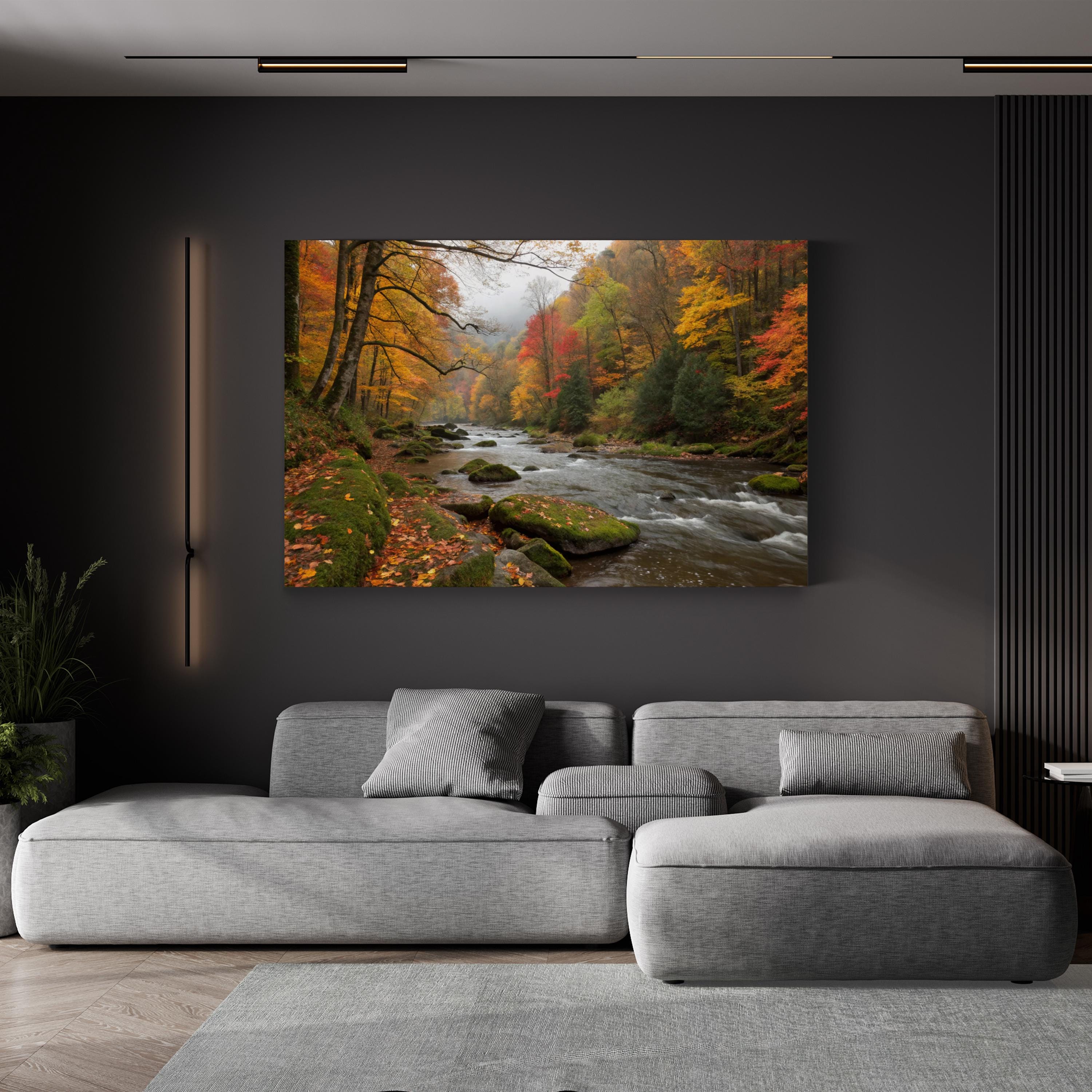 Black River Catskills Autumn – Vintage Photography Wall Art | Scenic Nature Canvas Print