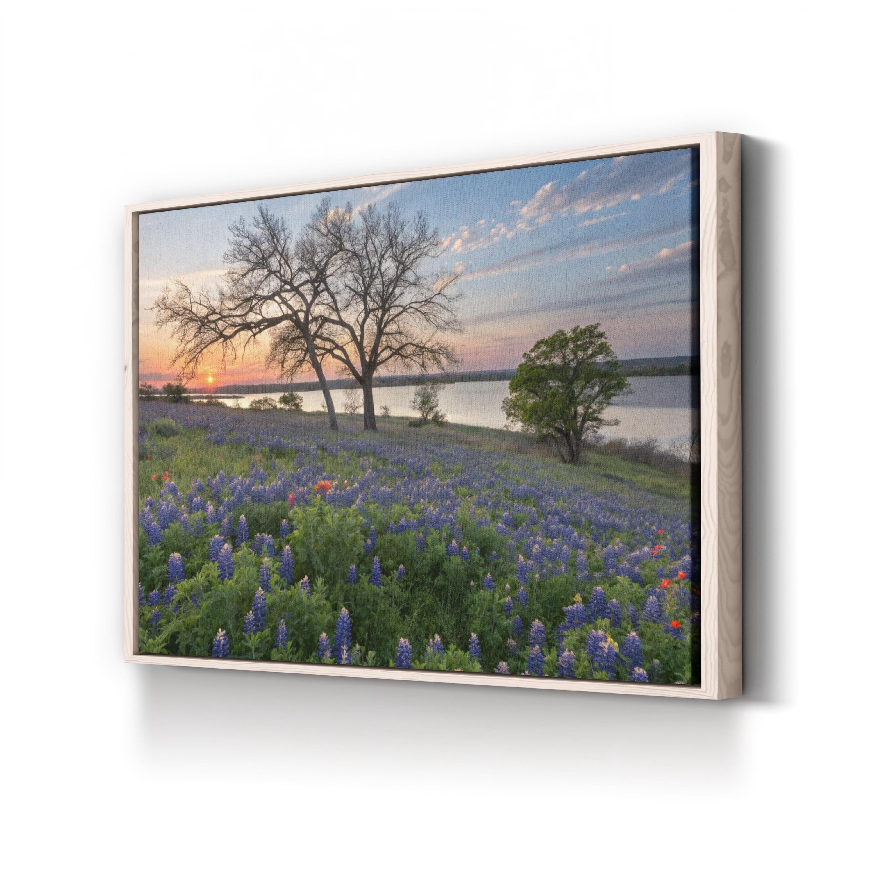 Bluebonnet Wildflower Field Canvas Art: Texas Landscape Painting