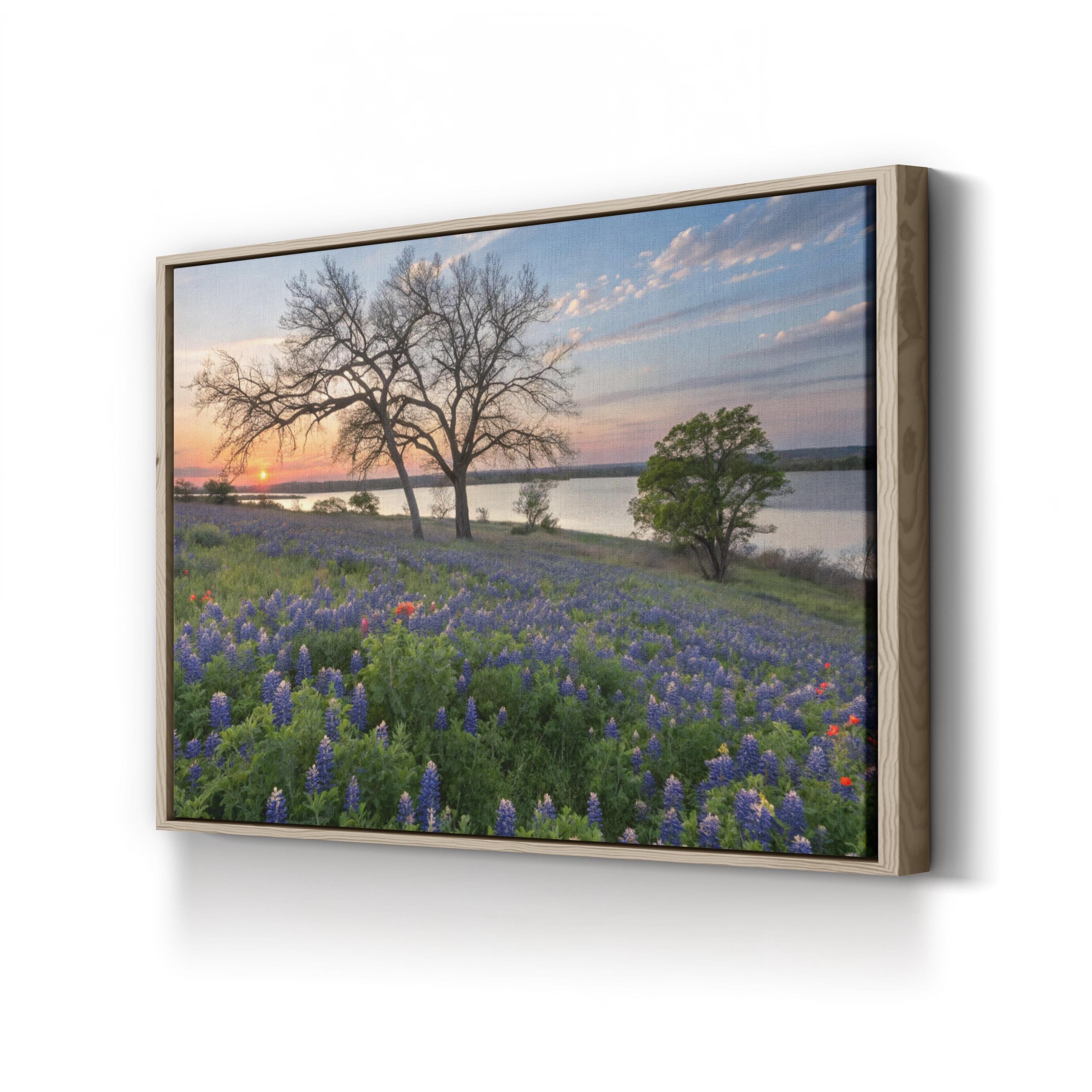 Bluebonnet Wildflower Field Canvas Art: Texas Landscape Painting