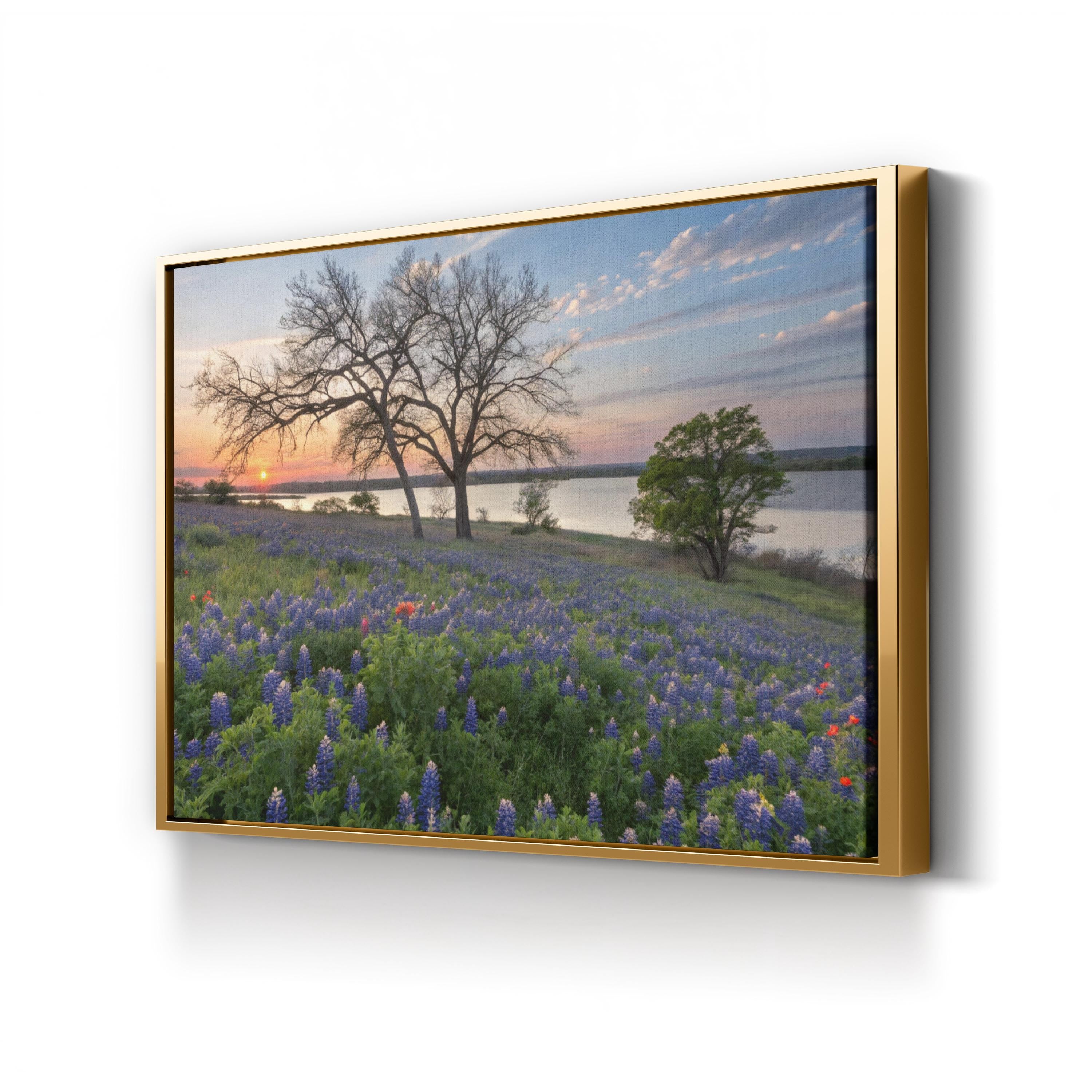Bluebonnet Wildflower Field Canvas Art: Texas Landscape Painting