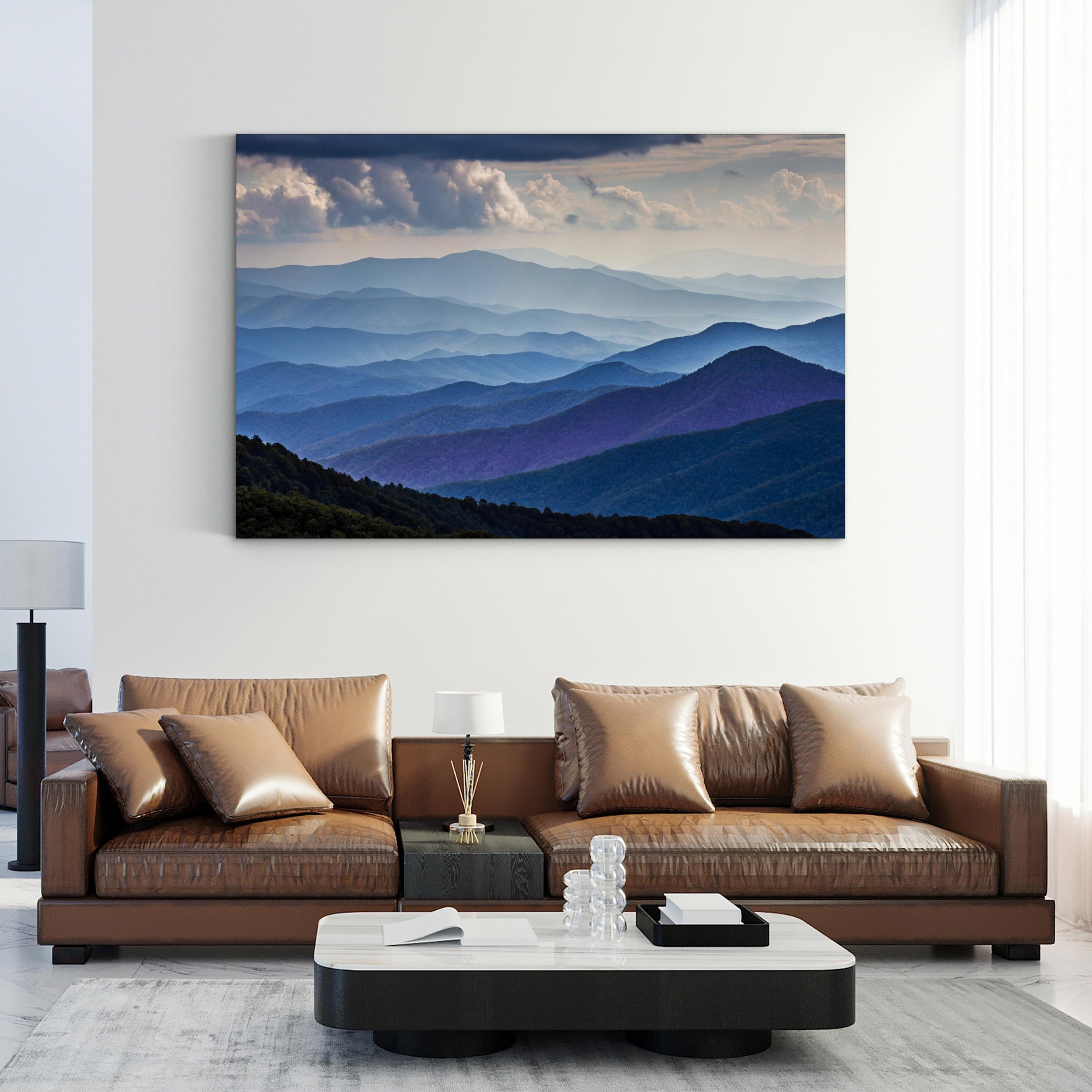 Blue Hills Layered Landscape – Vintage Photography Wall Art | Peaceful Nature Canvas Print