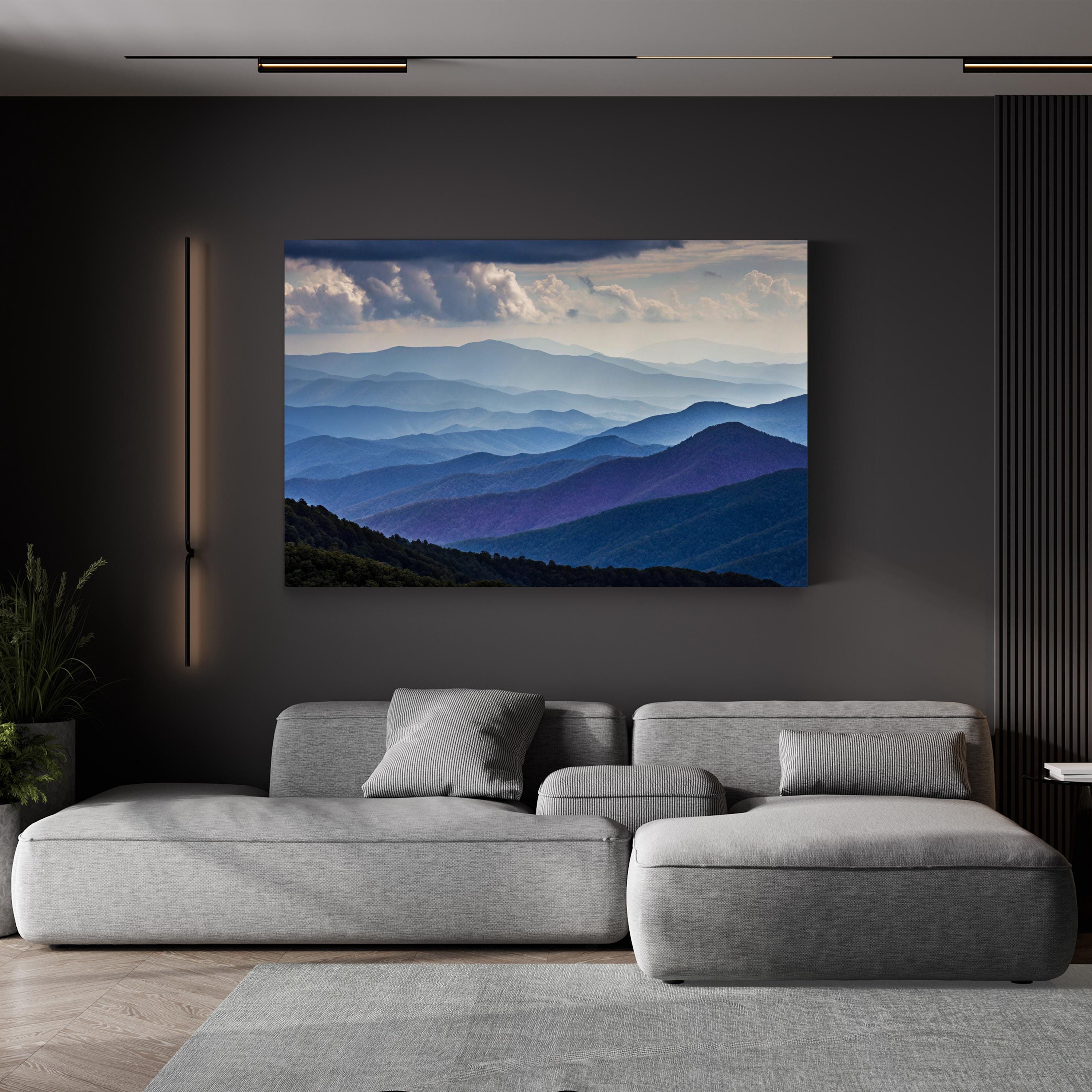 Blue Hills Layered Landscape – Vintage Photography Wall Art | Peaceful Nature Canvas Print