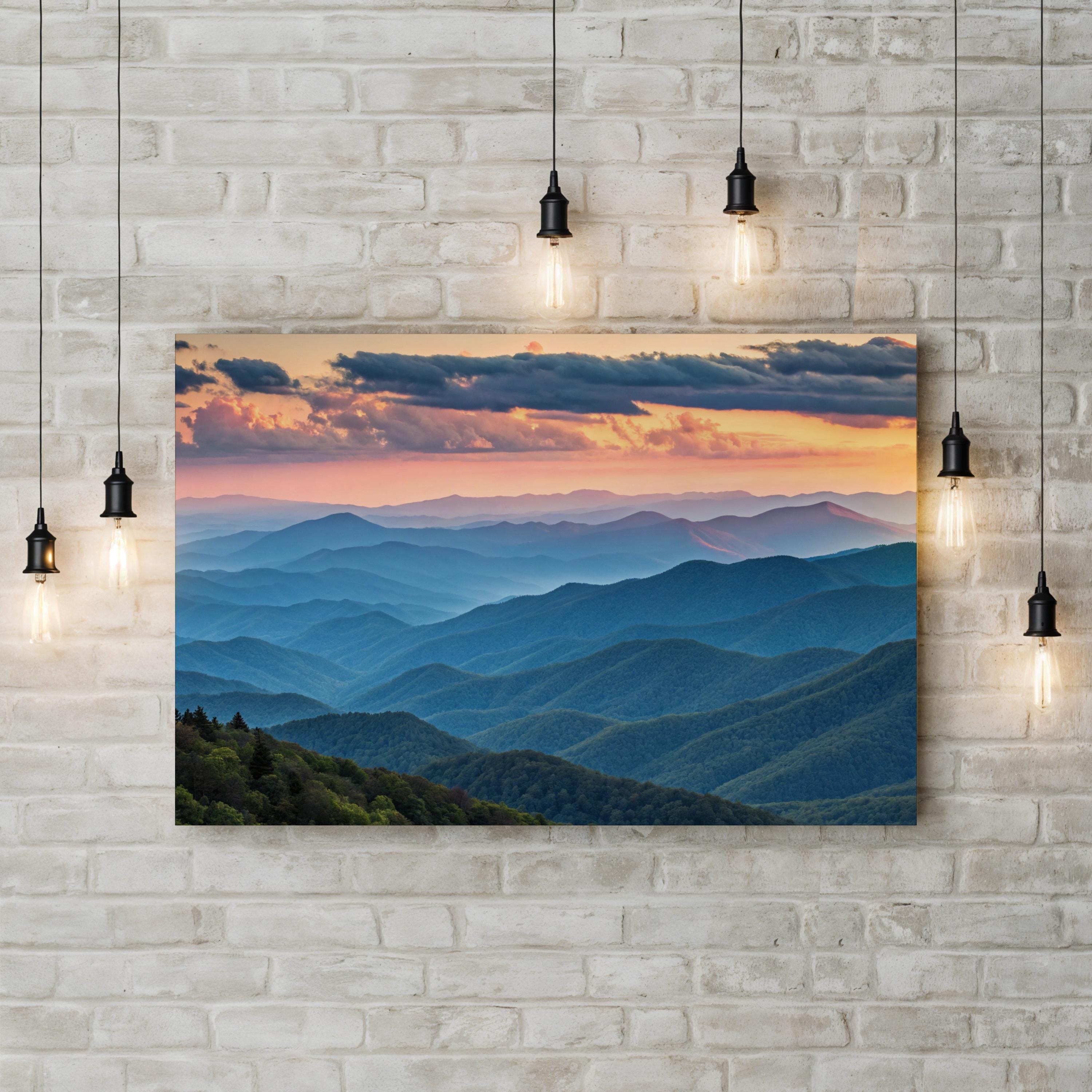 Blue Ridge Mountains Sunset – Vintage Photography Wall Art | Scenic Nature Canvas Print