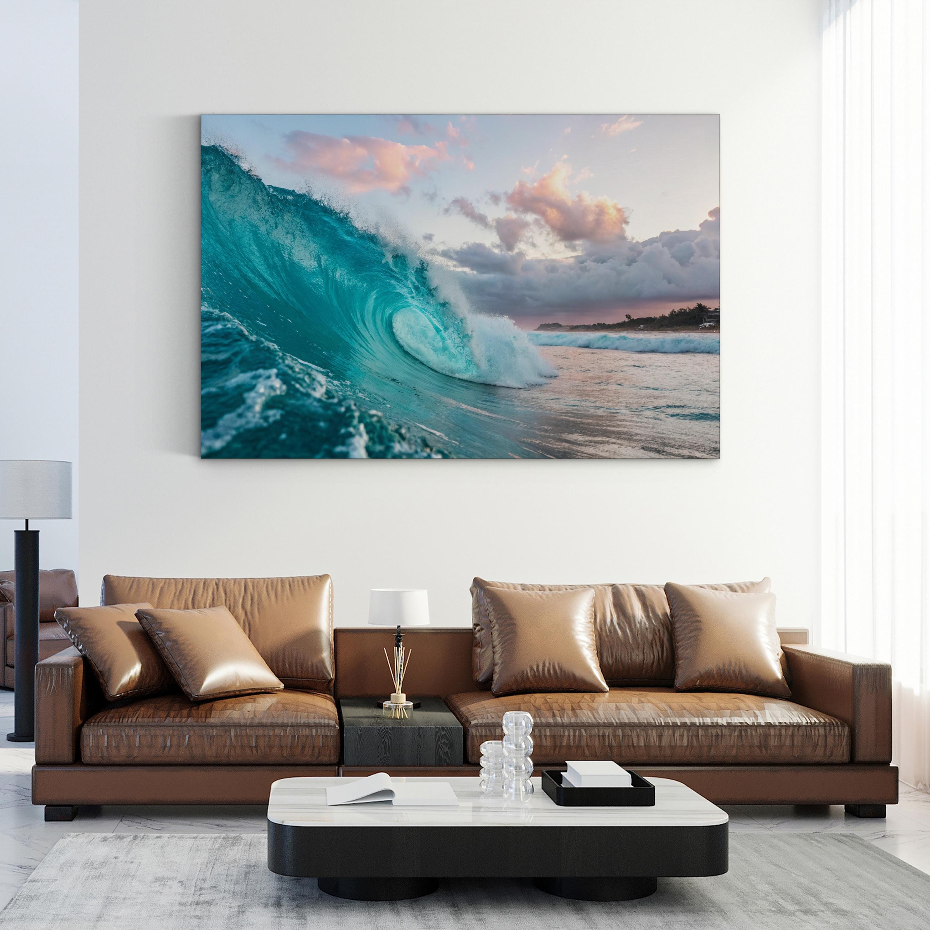 Blue Ocean Waves — Modern Coastal Seascape Canvas Wall Art