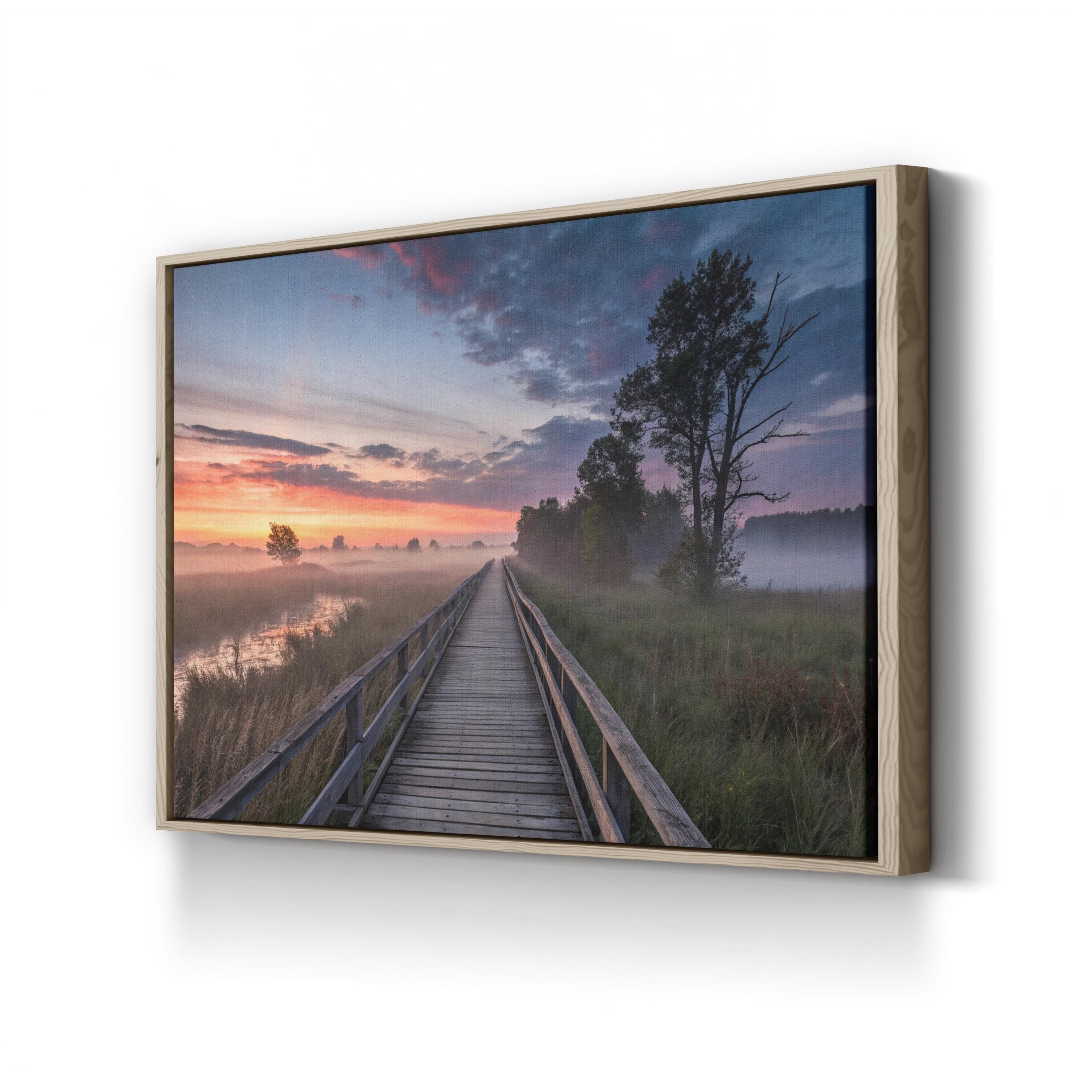 Boardwalk Beach Sunset – Vintage Photography Wall Art | Coastal Landscape Canvas Print